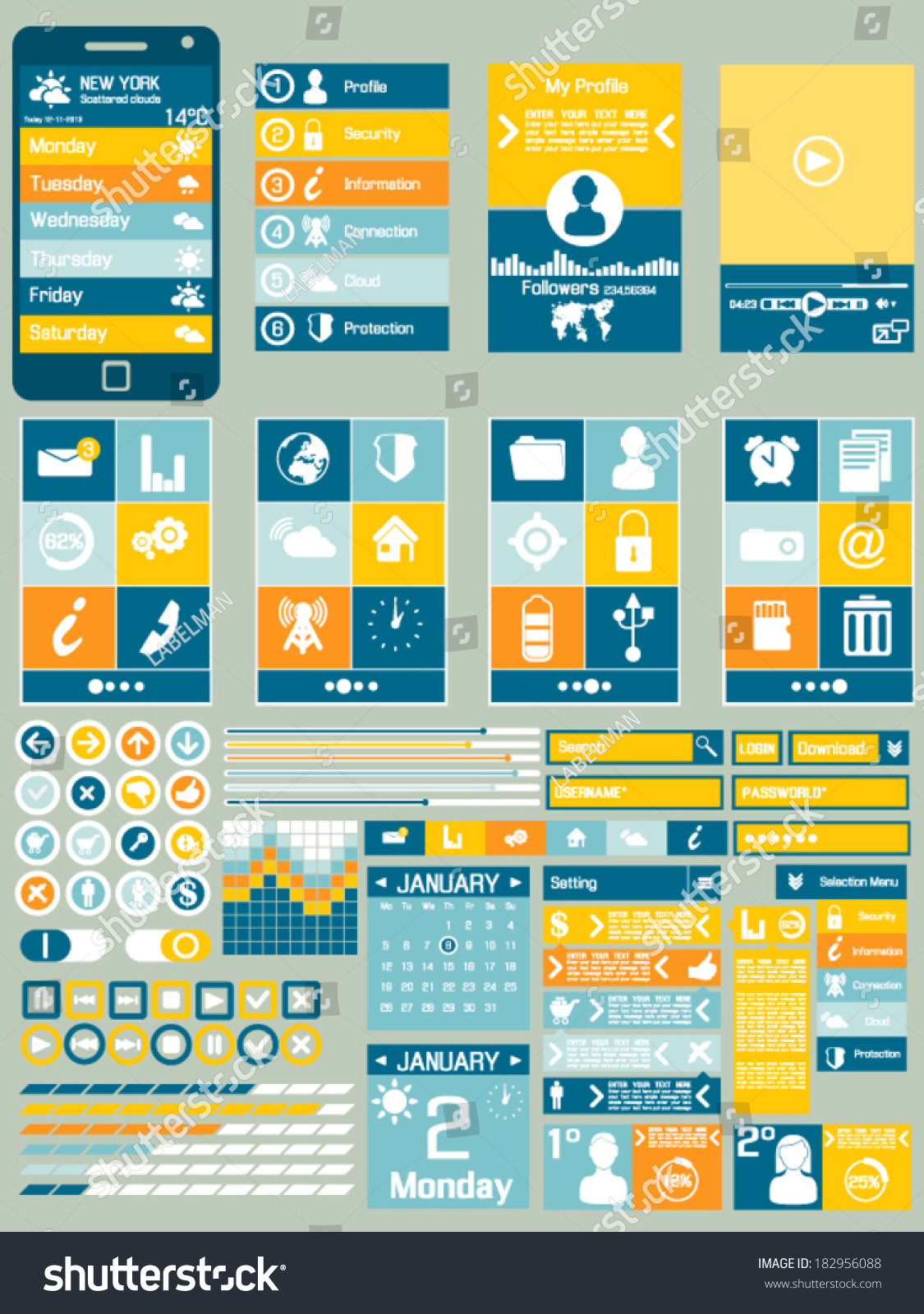 UI FLAT DESIG  COLLECTIONS 4 YELLOW