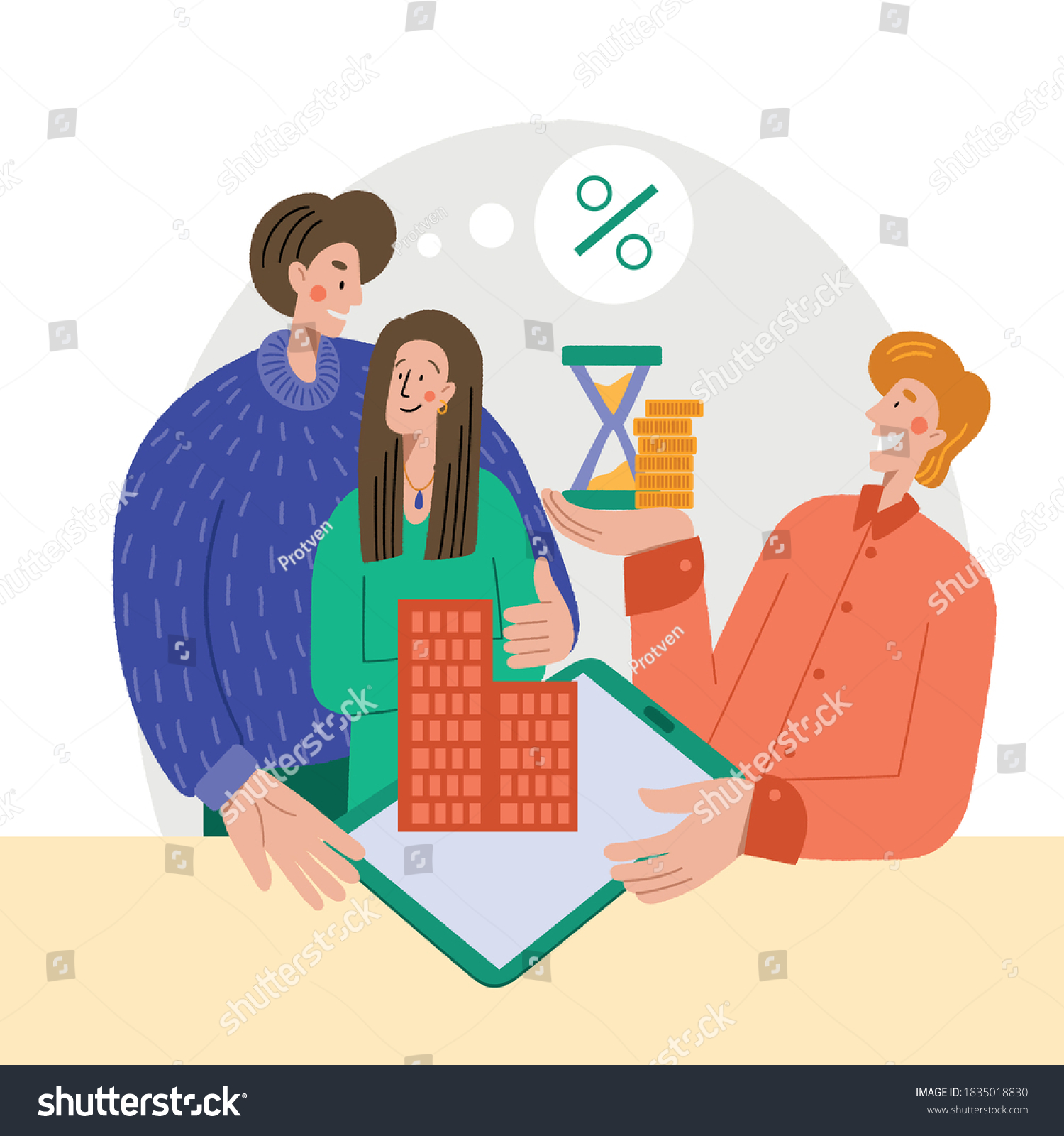 Woman and man buy an apartment with a mortgage. The family buys a house with a mortgage. A young couple chooses a home. House Loan  Rent and Mortgage Concept.