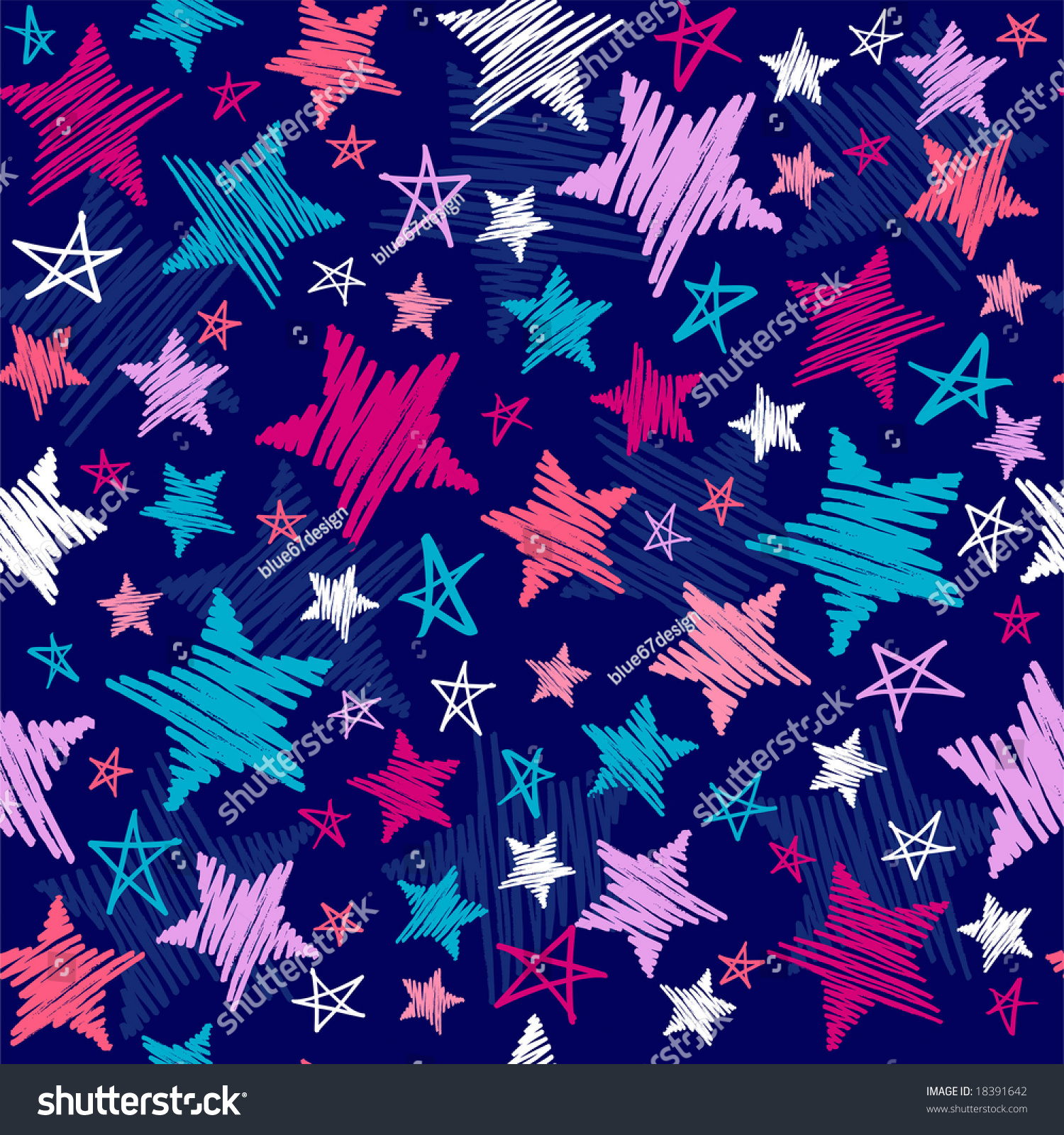 Sketchy Stars Seamless Repeat Pattern Illustration