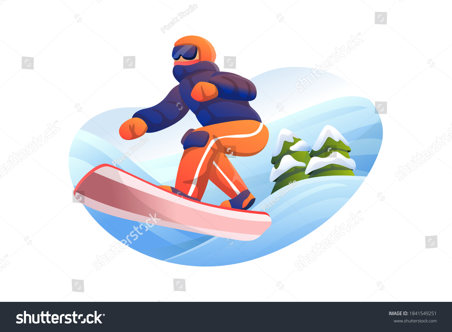 snowboarding athlete vector illustration flat style design