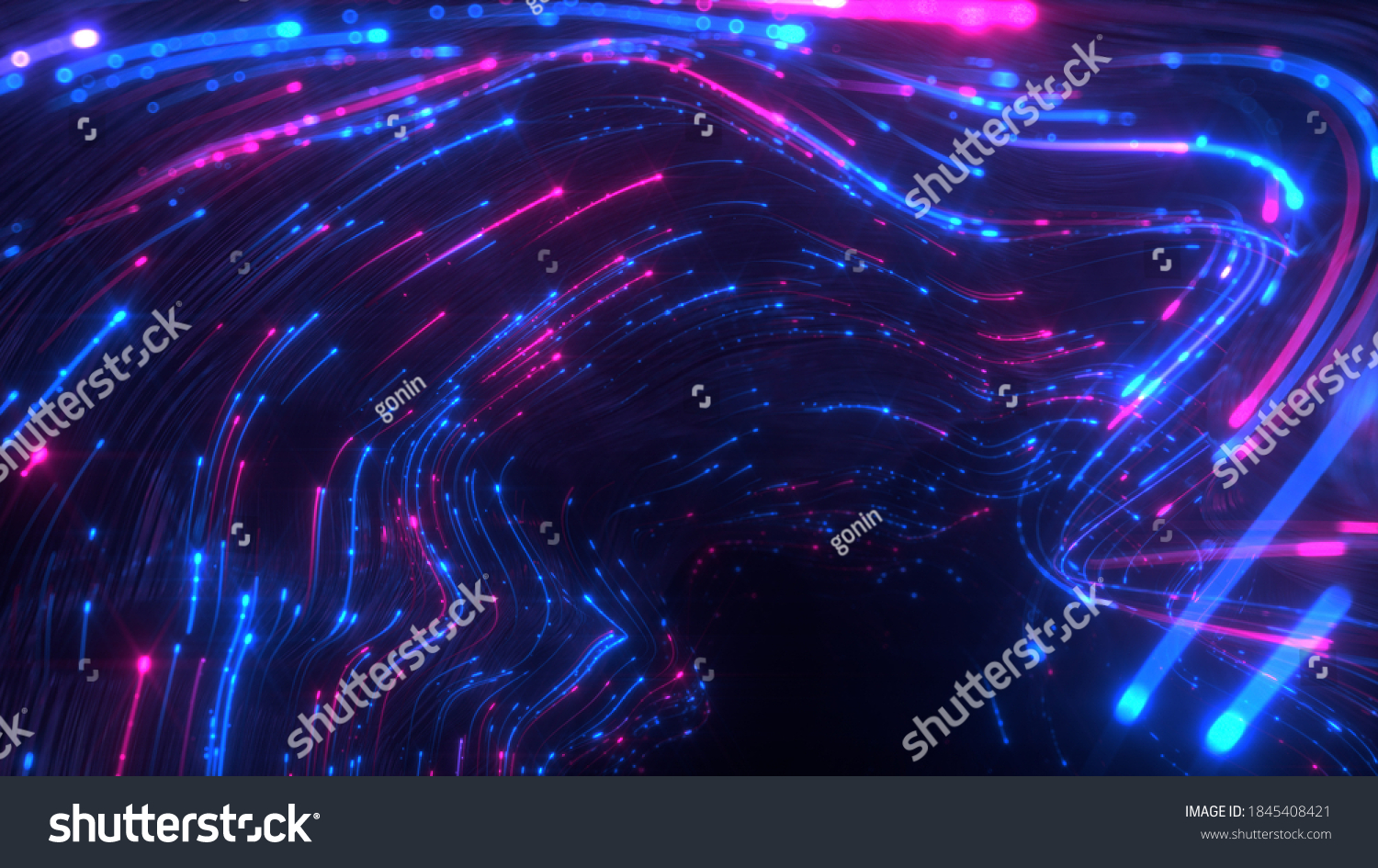 霓虹灯步道涡流。 Cyber​​punk科幻门户网站 用于传送用能量流传送。抽象背景。 3D渲染