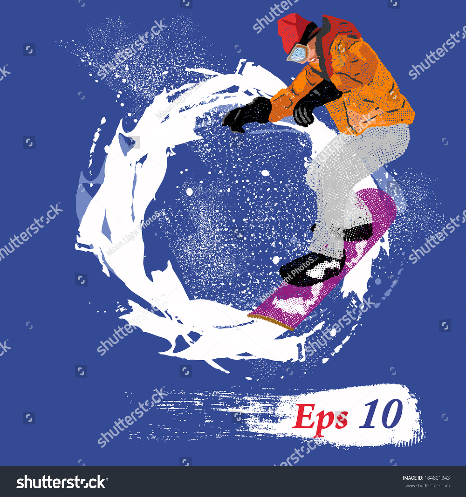 Extreme Winter Sport.Mountain skiing.Extreme Snowboard.Vector