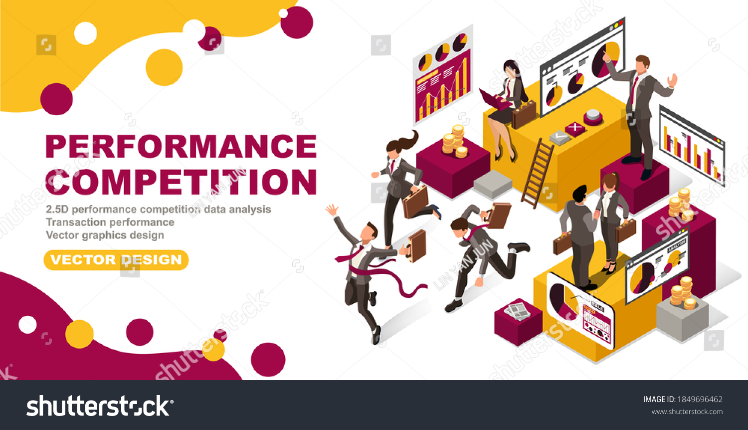 2.5D performance competition data analysisTransaction performance Vector graphics design