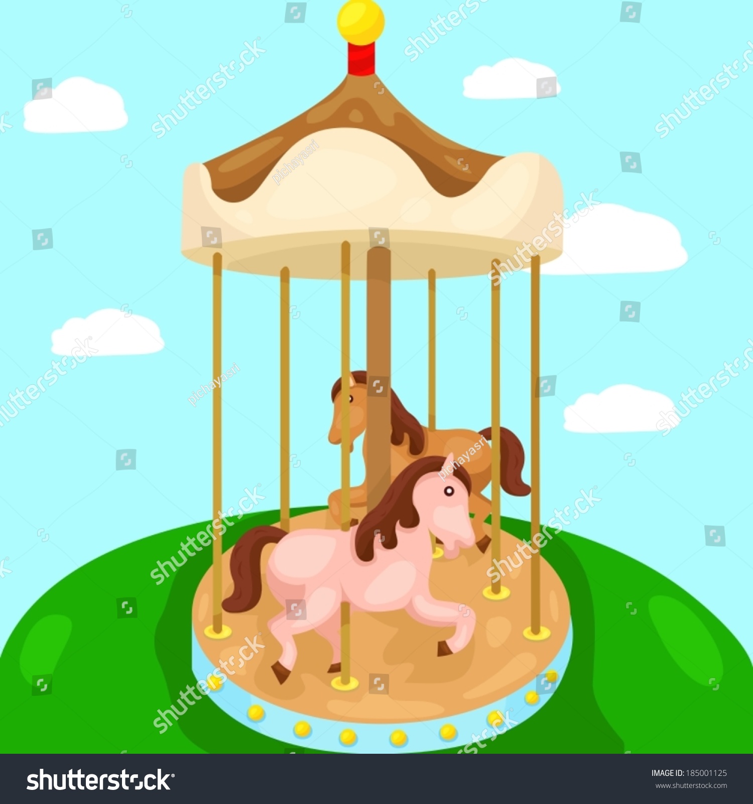 illustration of carousel merry go round in the park