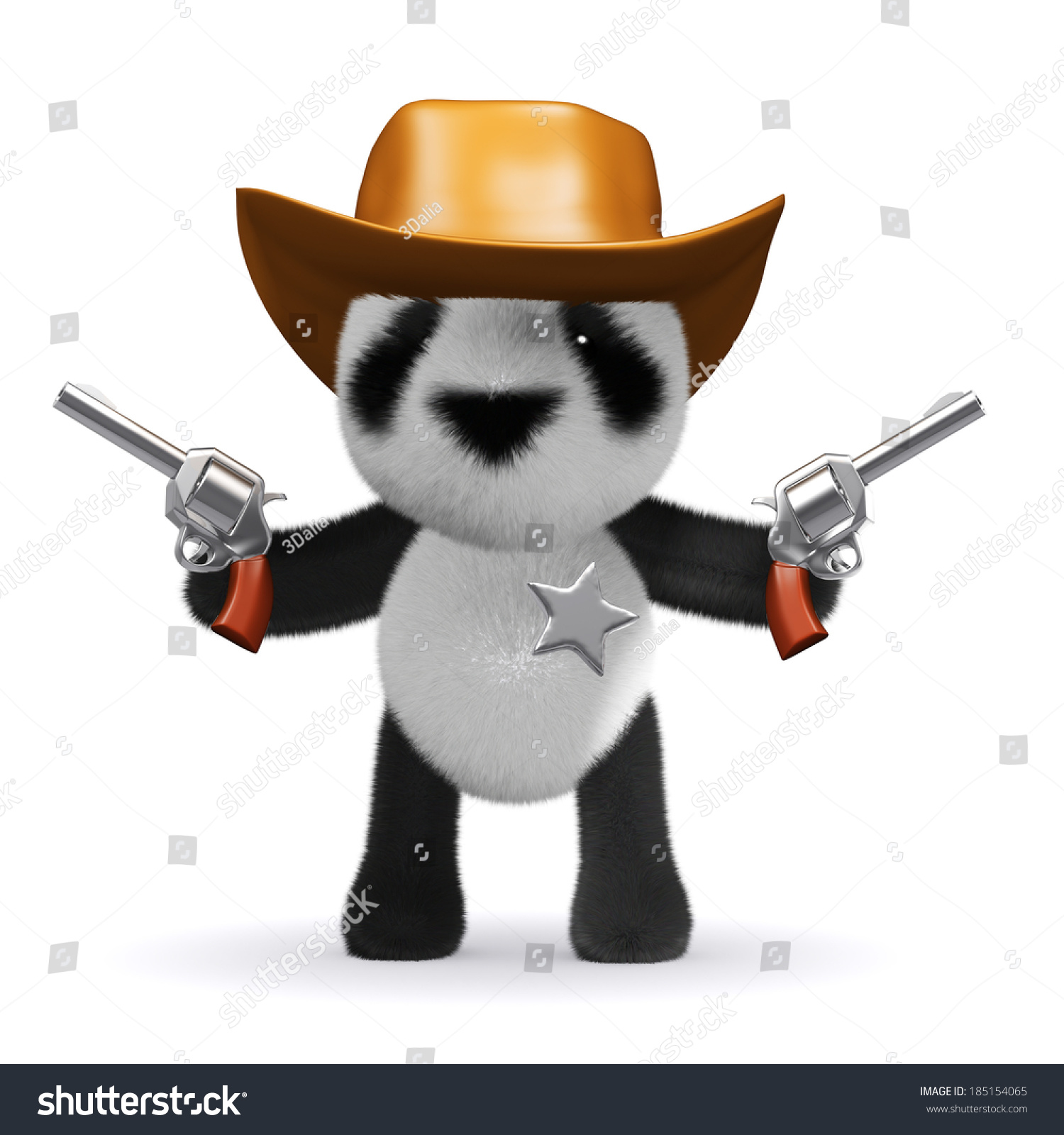 3d render of a panda dressed as a cowboy