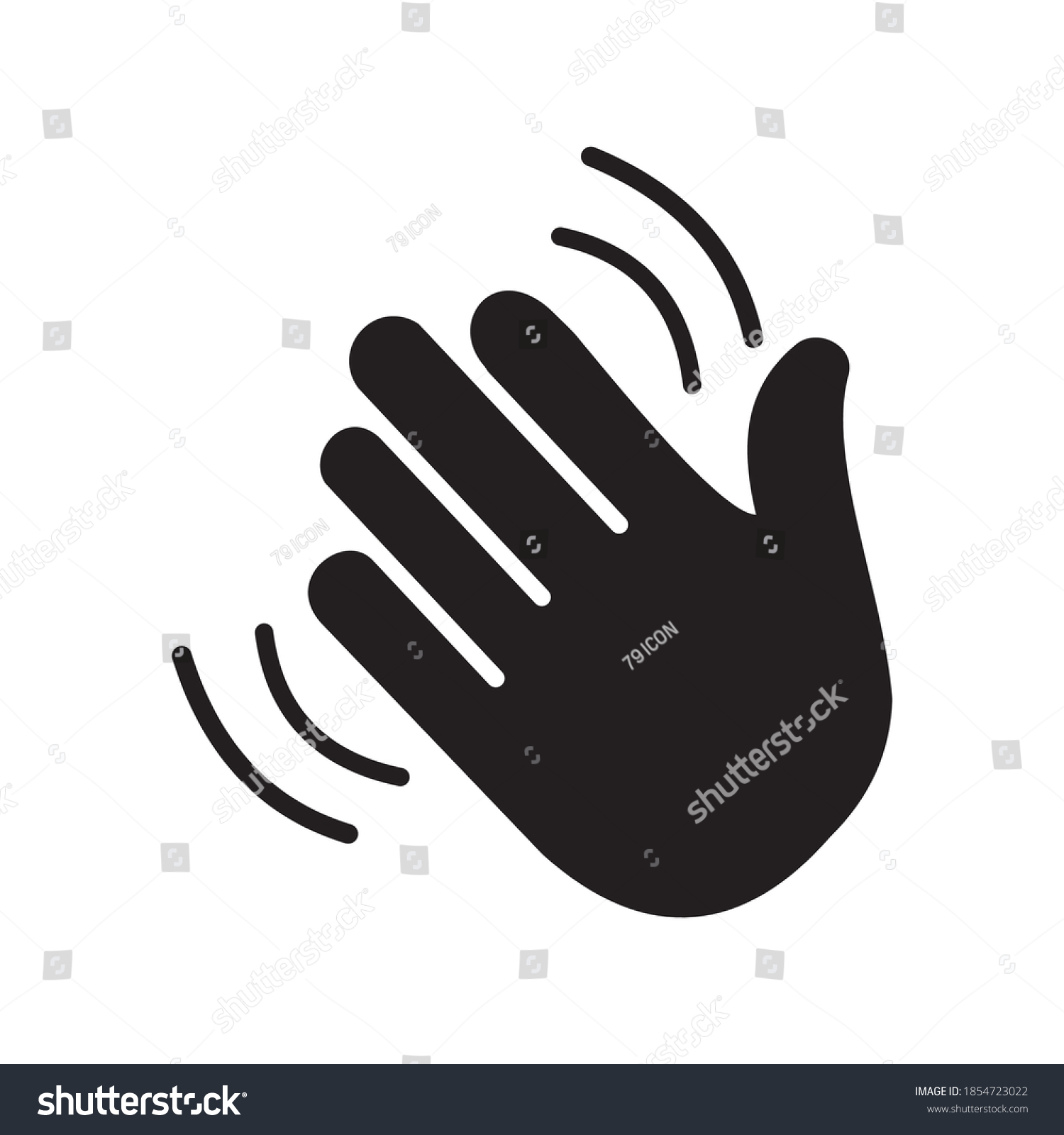 Hand wave / waving hi or hello gesture vector icon for apps and ...