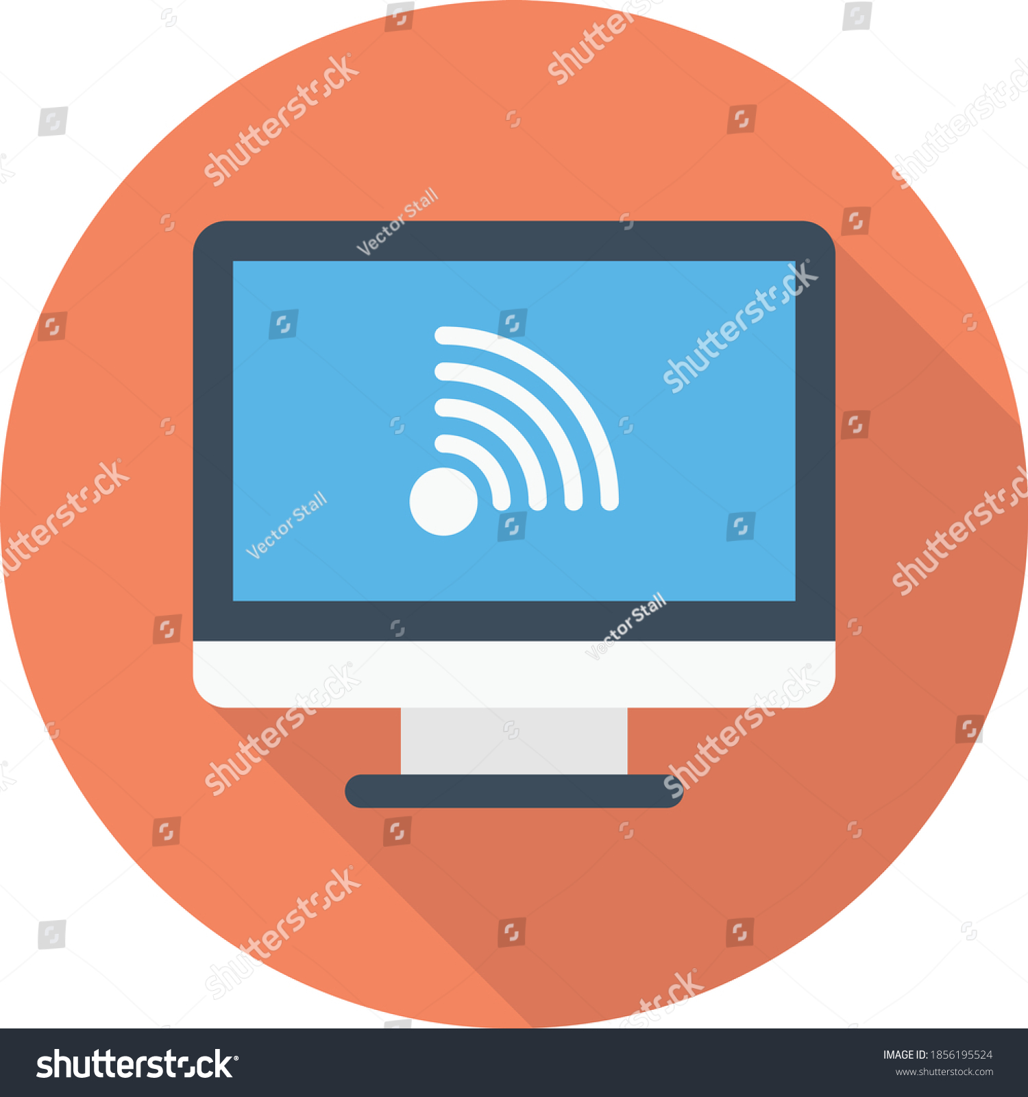 signal flat circle with shadow icon