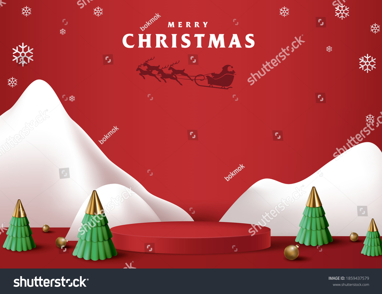 带有产品显示圆柱形状的圣诞快乐横幅