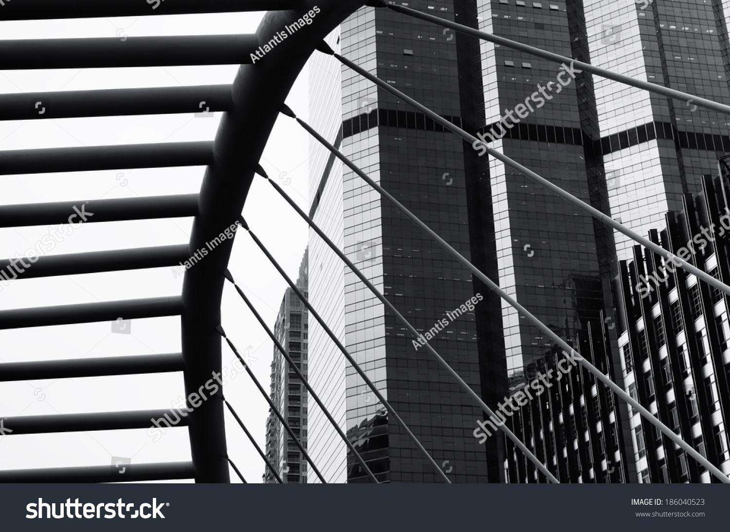 Black and white Modern building in bangkok / Modern building in bangkok