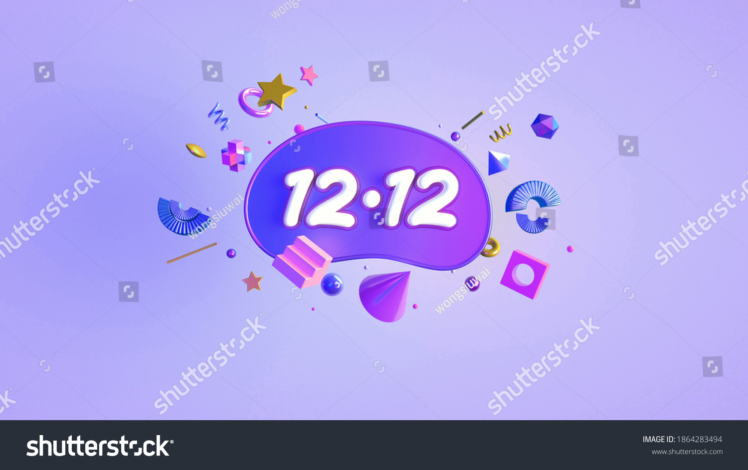 1212 Shopping carnival 3d number double twelve on the purple background