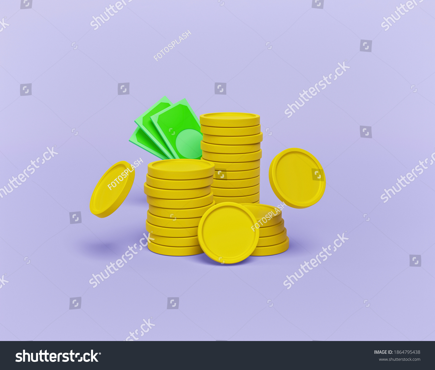 stack of coins isolated. minimal money sign. 3d rendering