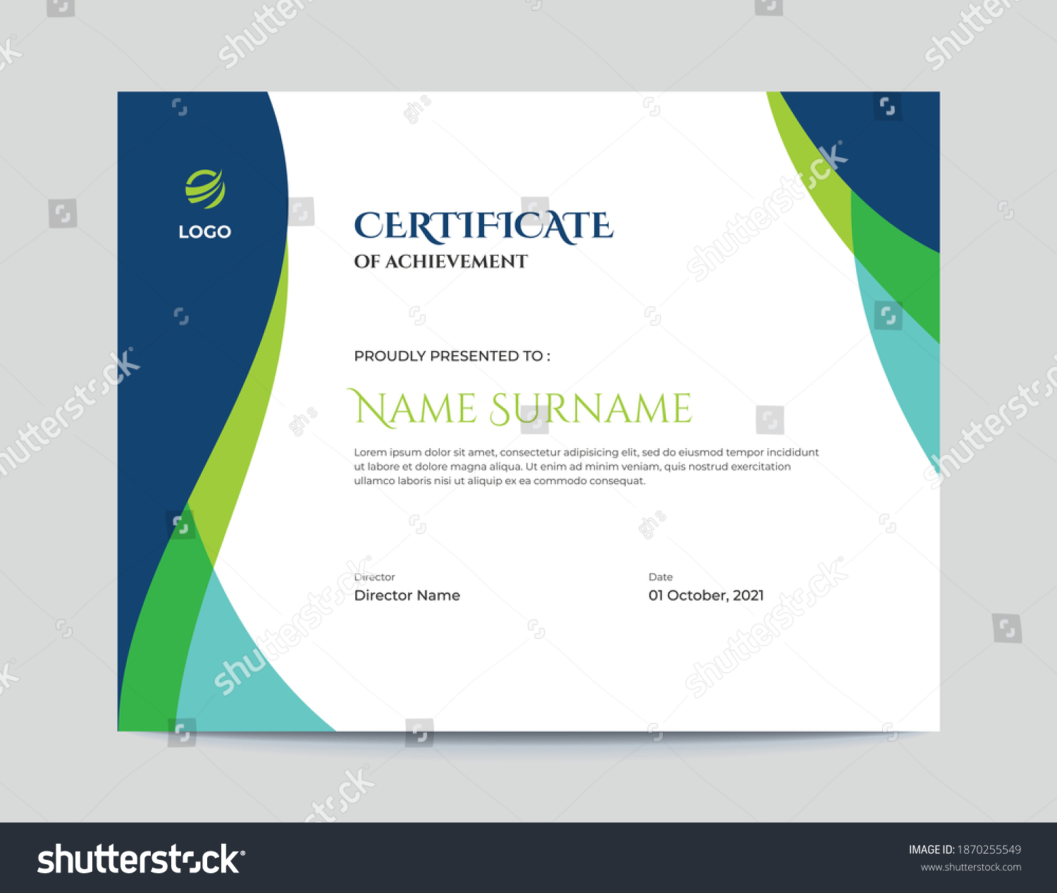 Abstract Colored Blue and Green Waves Certificate Design_站酷海洛_正版图片_视频 ...