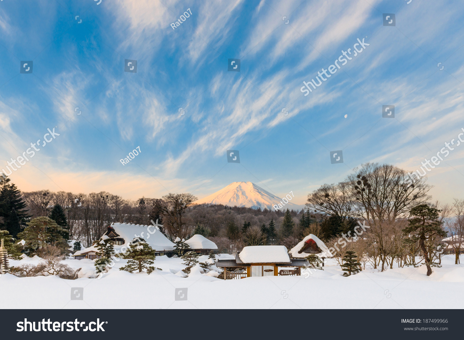 Oshino Village and Mount Fuji after the heavy snow storms in the past 120 years in 20 February 2014