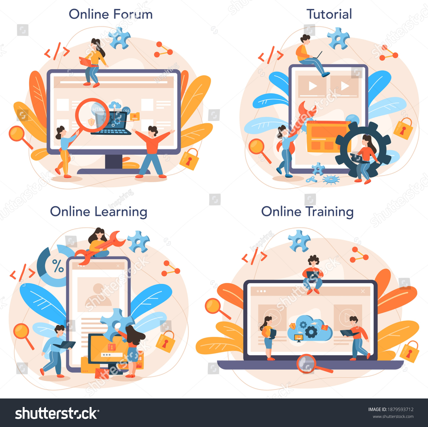 Software developer online service or platform set. Idea of programming ...