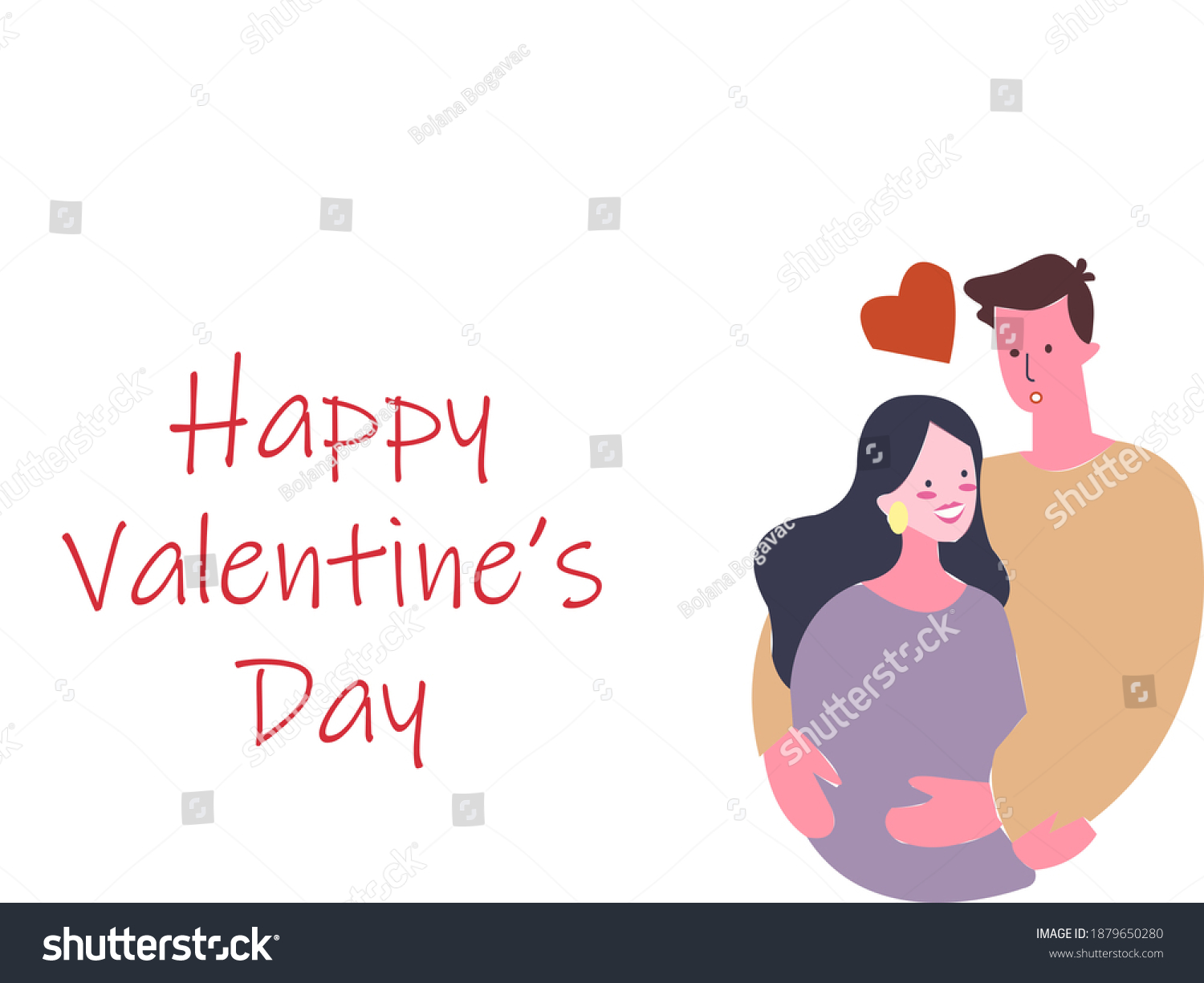 Valentine’s Day greeting card Happy Valentines St. Valentines Love Message Flowers Hugs Hearth Loving Hands Couple Sharing love
