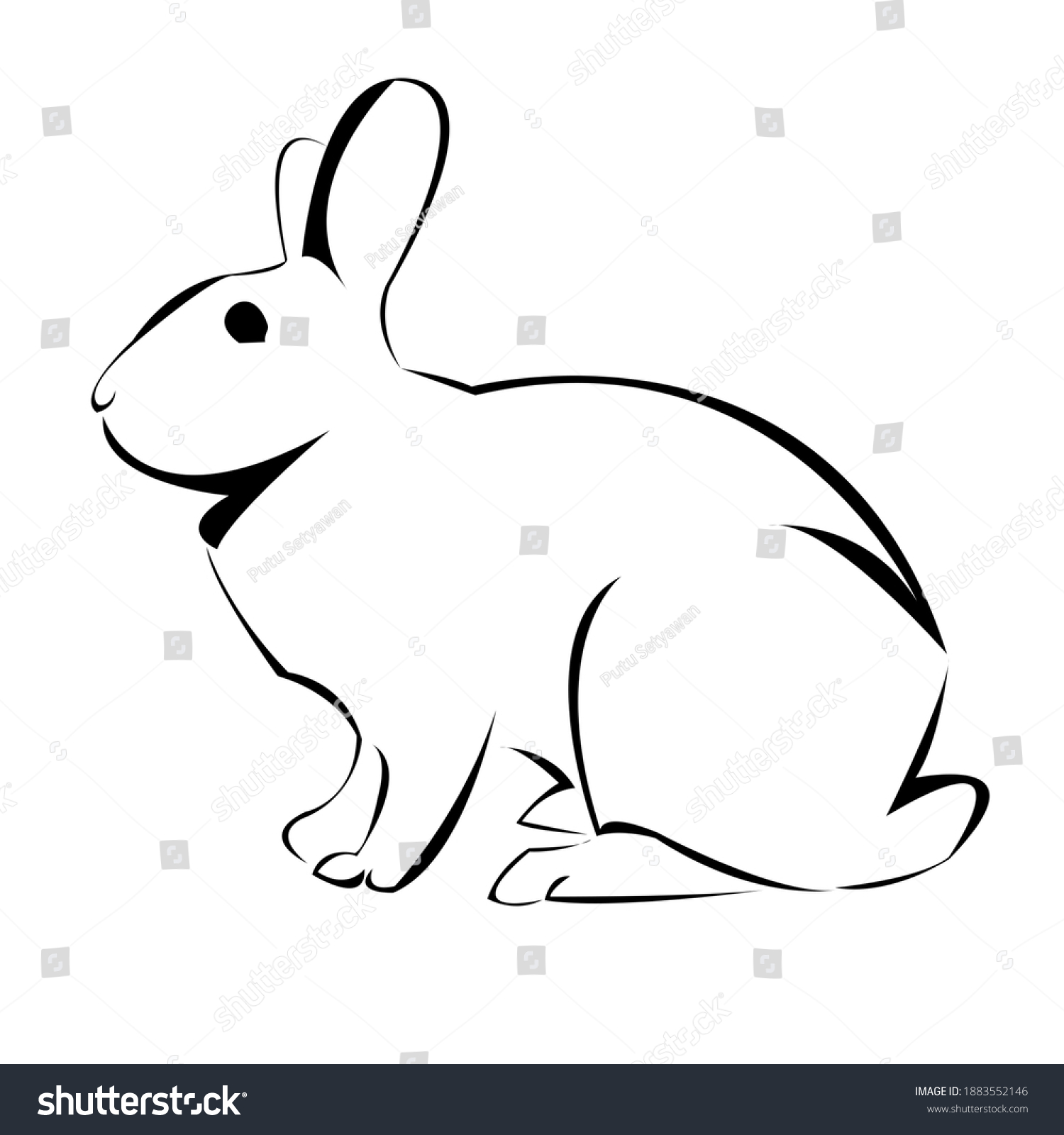 basic drawing of rabbit for coloring