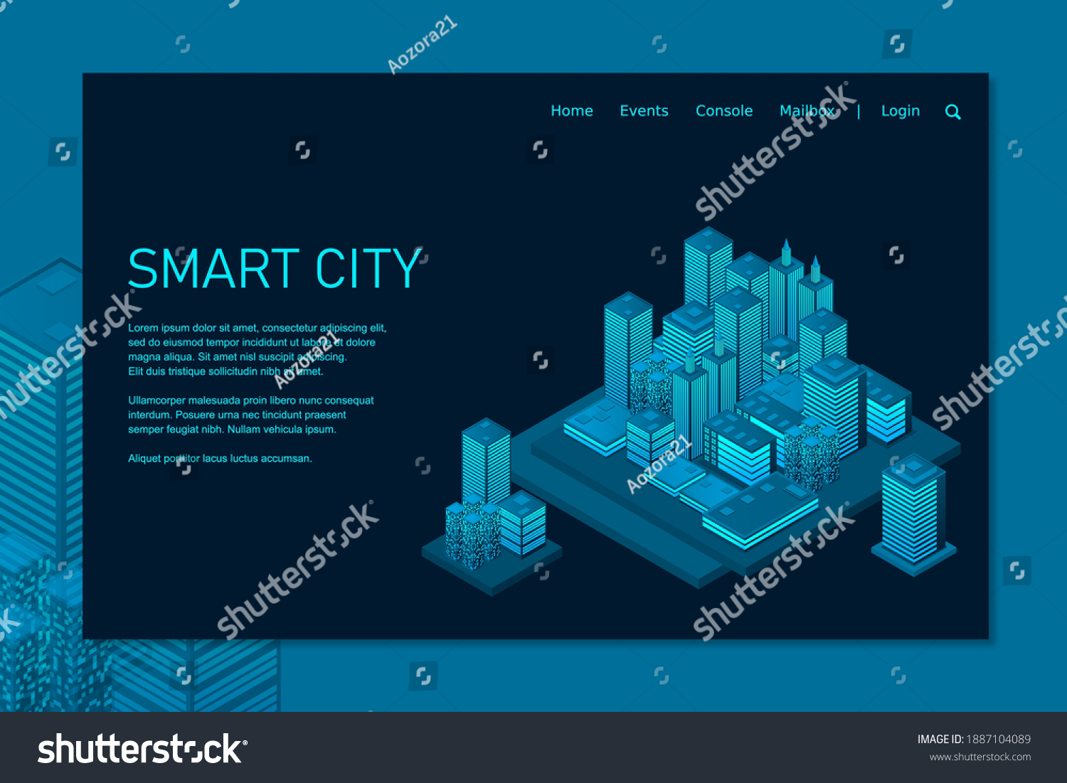 Isometric futuristic town with skyscrapers. Smart city technology for business and life. Intelligent buildings. Business center with skyscrapers. Smart city isometric illustration