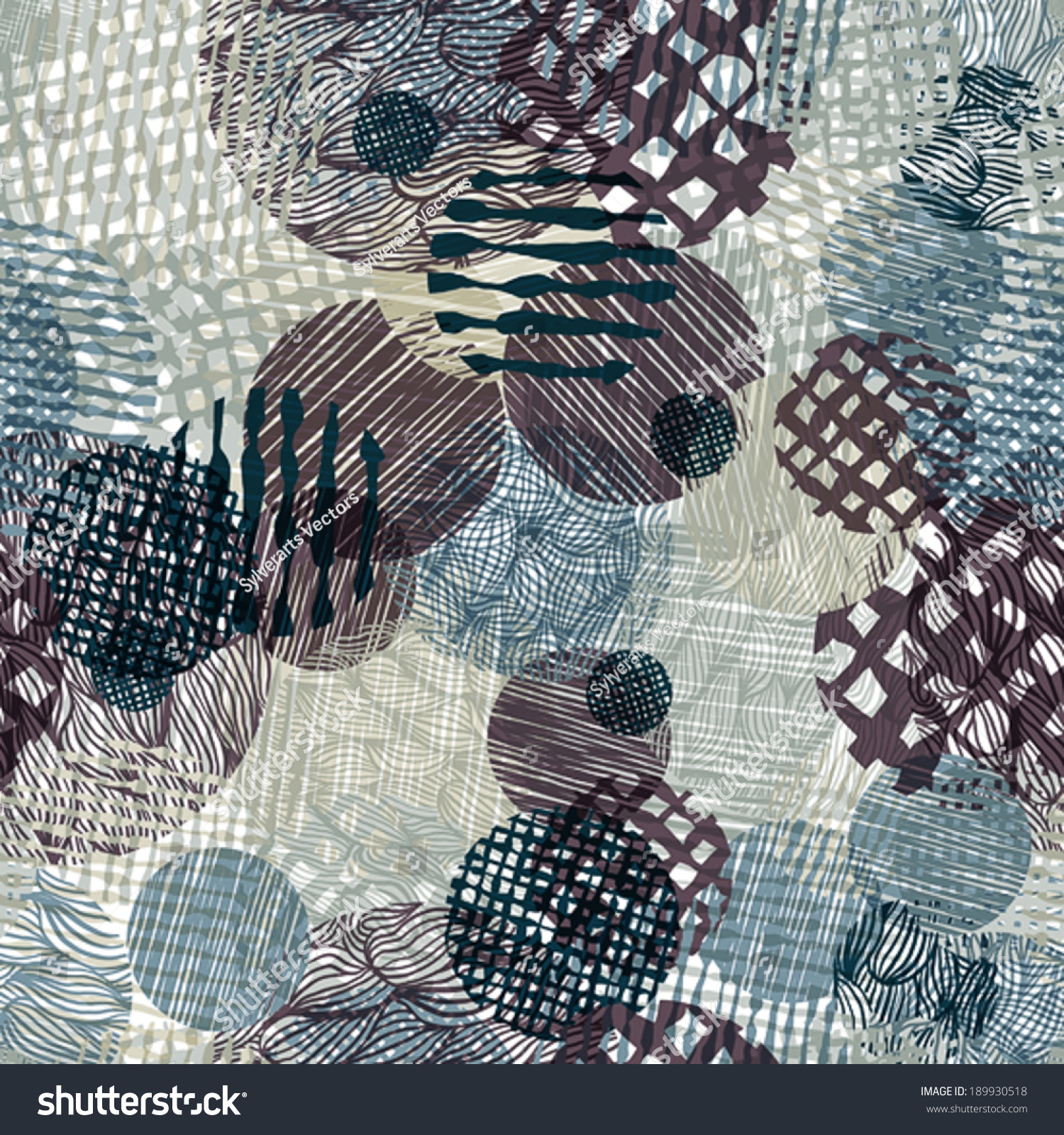 Hand drawn lines textures messy seamless pattern  vector hand drawn background.