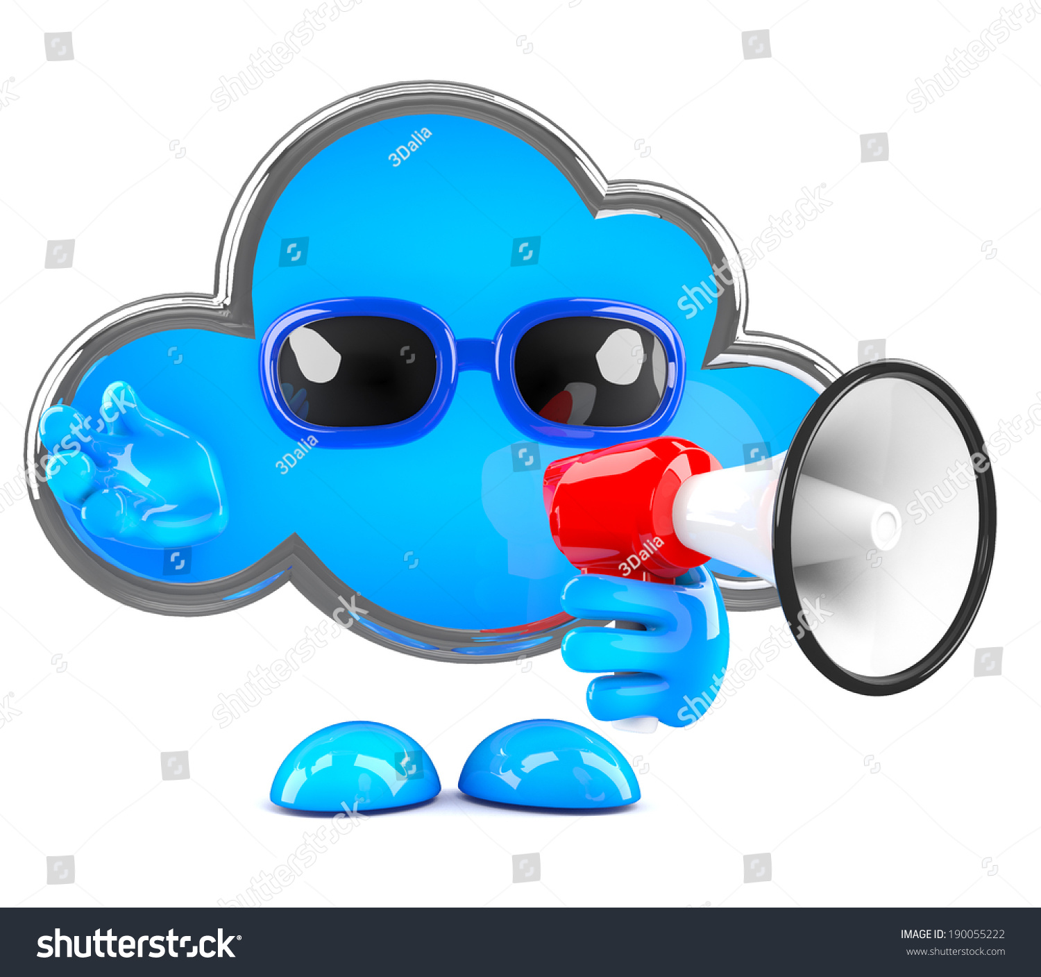 3d render of a cloud with a bullhorn