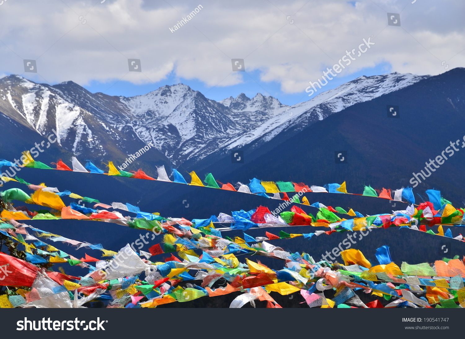 Tibet  China Temple Pagoda on Snow Mountain