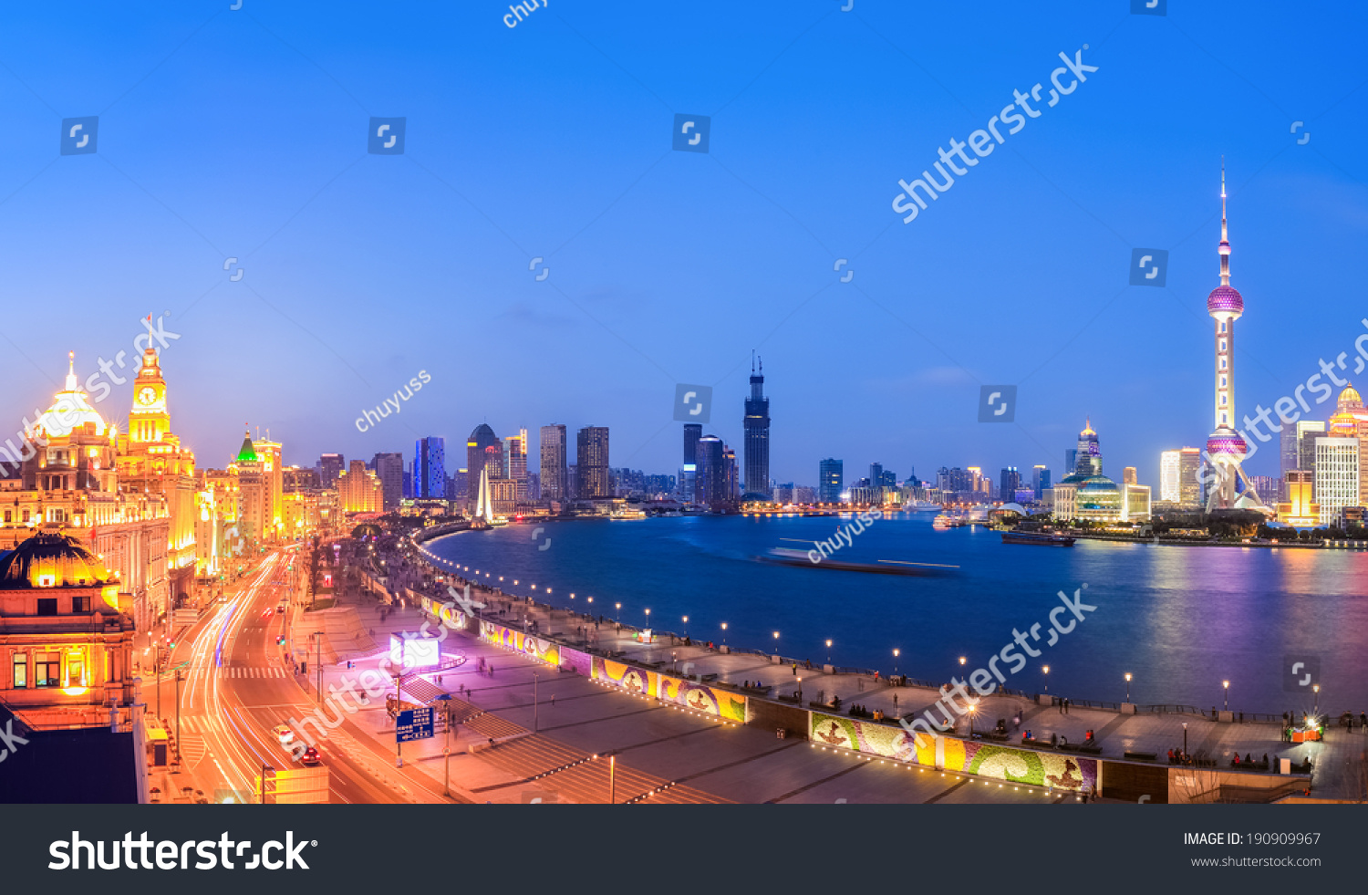 panoramic view of shanghai in a beautiful nightfall  China 