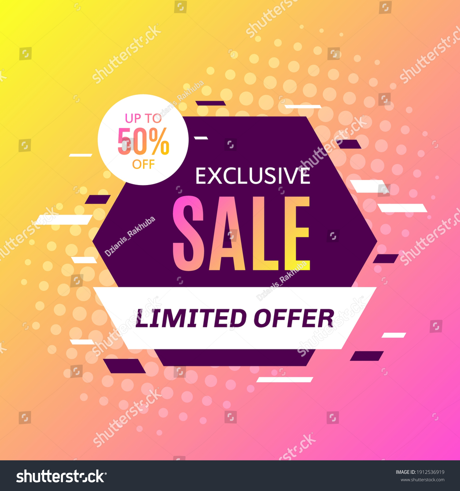 Promotional sale banner template design. Exclusive sale  limited sale  50 percent off