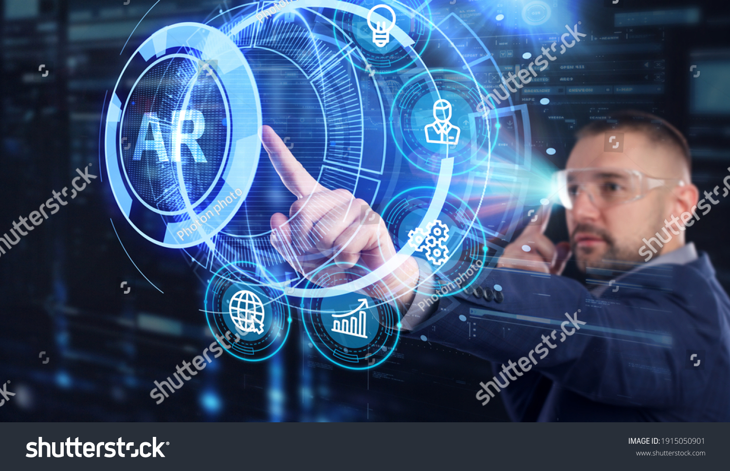 Ar  augmented reality icon. Business  Technology  Internet and network concept.