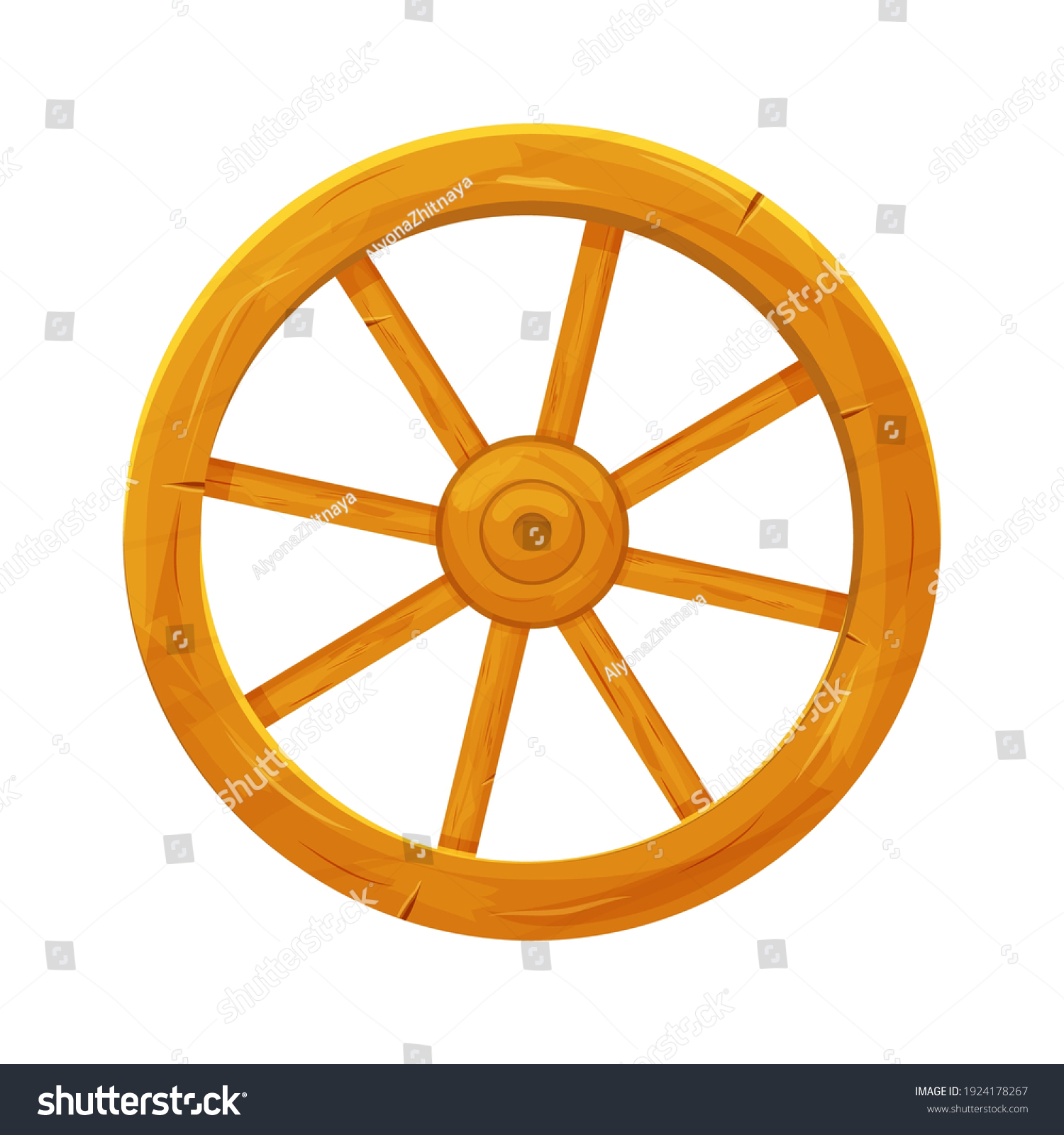 woodenwheelincartoonstyletexturedanddetailedisolatedon