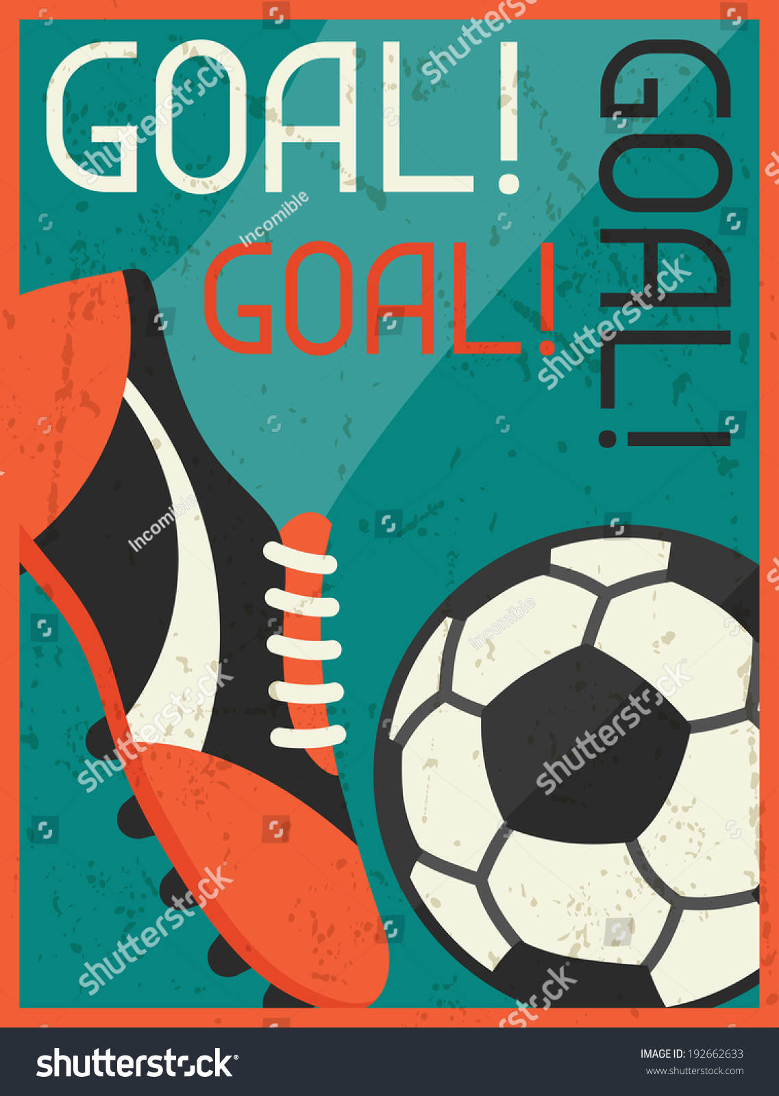 Goal! Retro poster in flat design style.