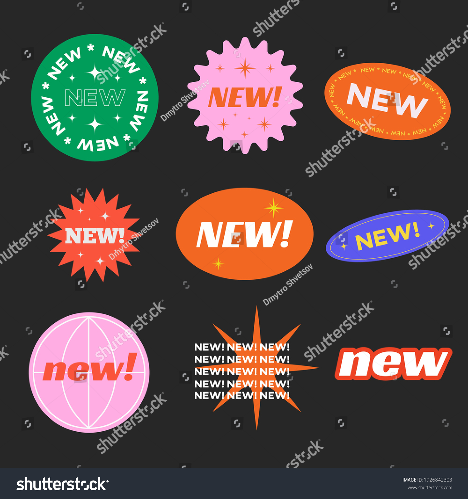 Stickers for New Arrival shop product tags  new labels or sale badges and banners vector sticker icons templates retro design.