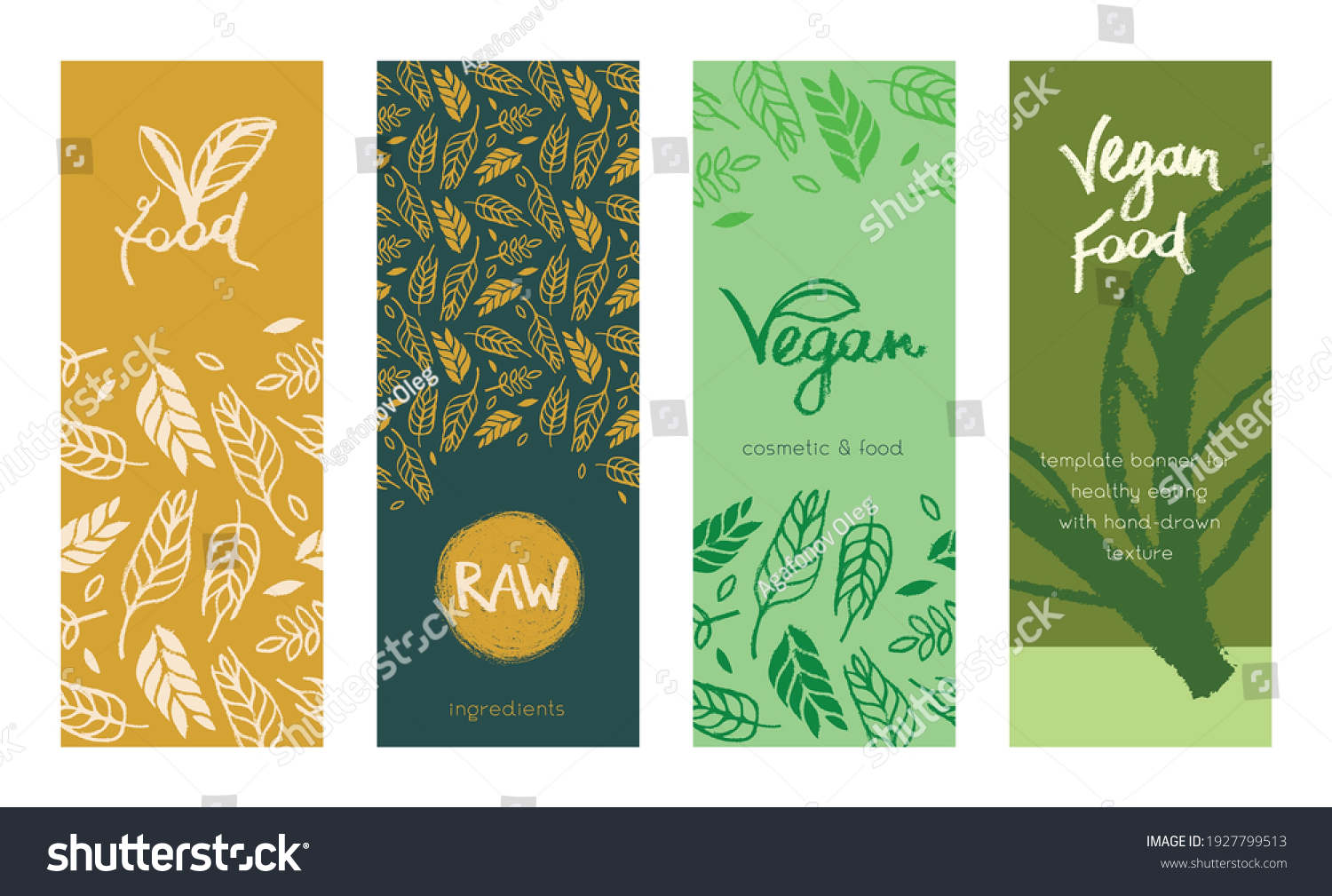 Template vegan banner set. Hand drawn grain crops pattern  bread grains icons. Vector fresh leaf background for bakery packaging design  bread label  healthy food banner  website vegetarian restaurant