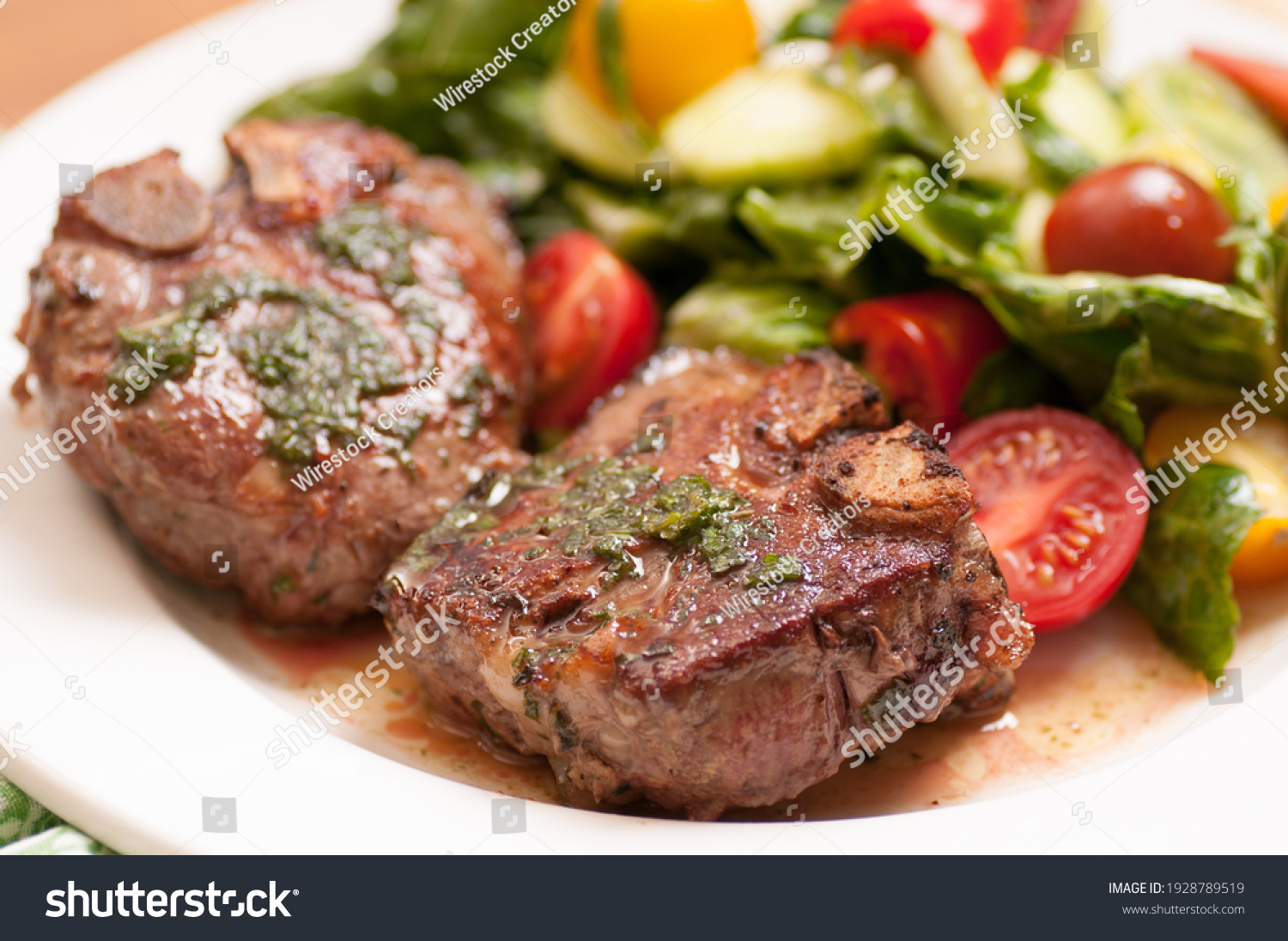 lamb chops with mint and summer salad  a ketogenic diet meal