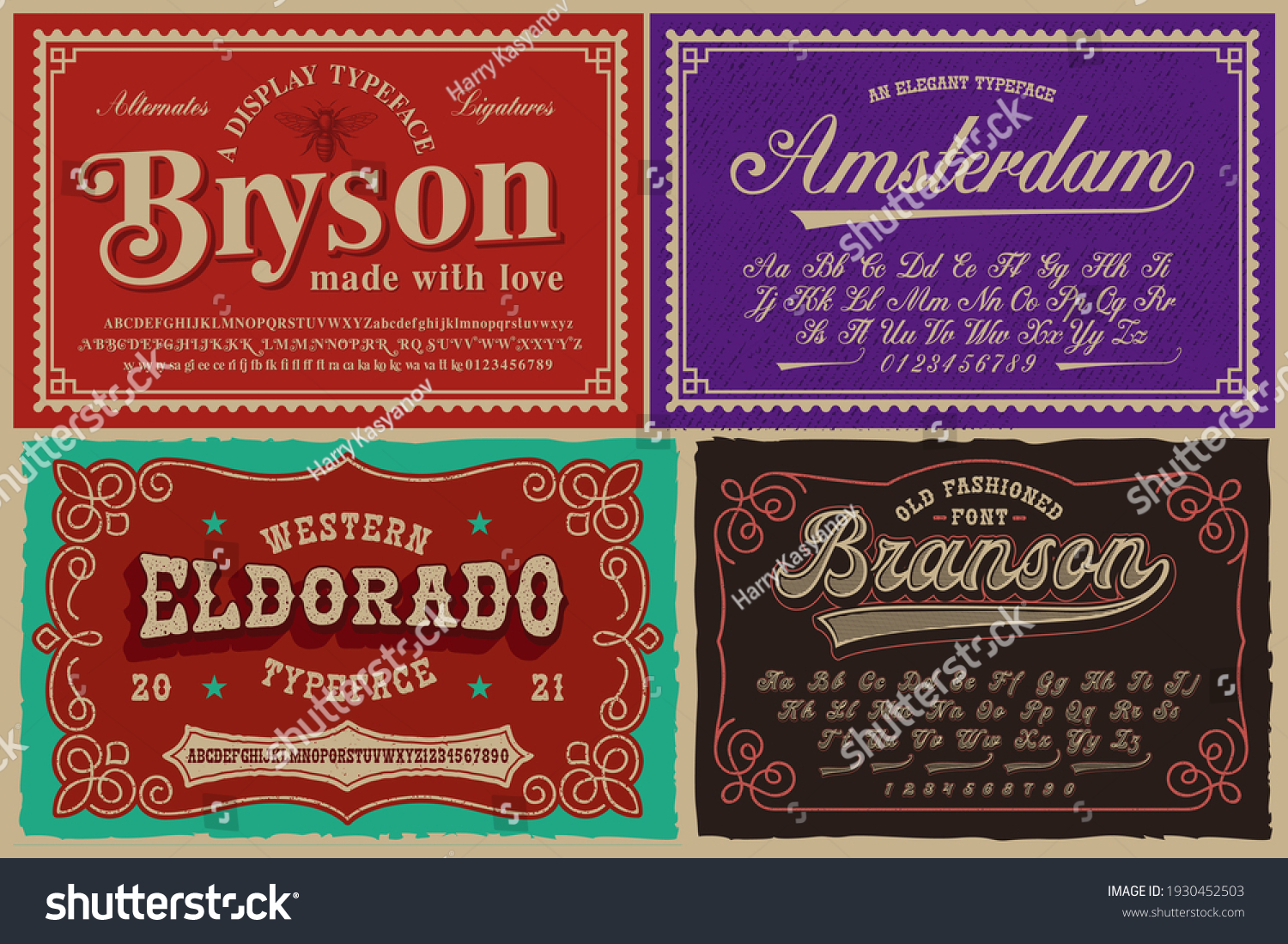 A set of different fonts in retro style  these fonts are perfect for alcohol labels  vintage packages  posters  and many other creative products