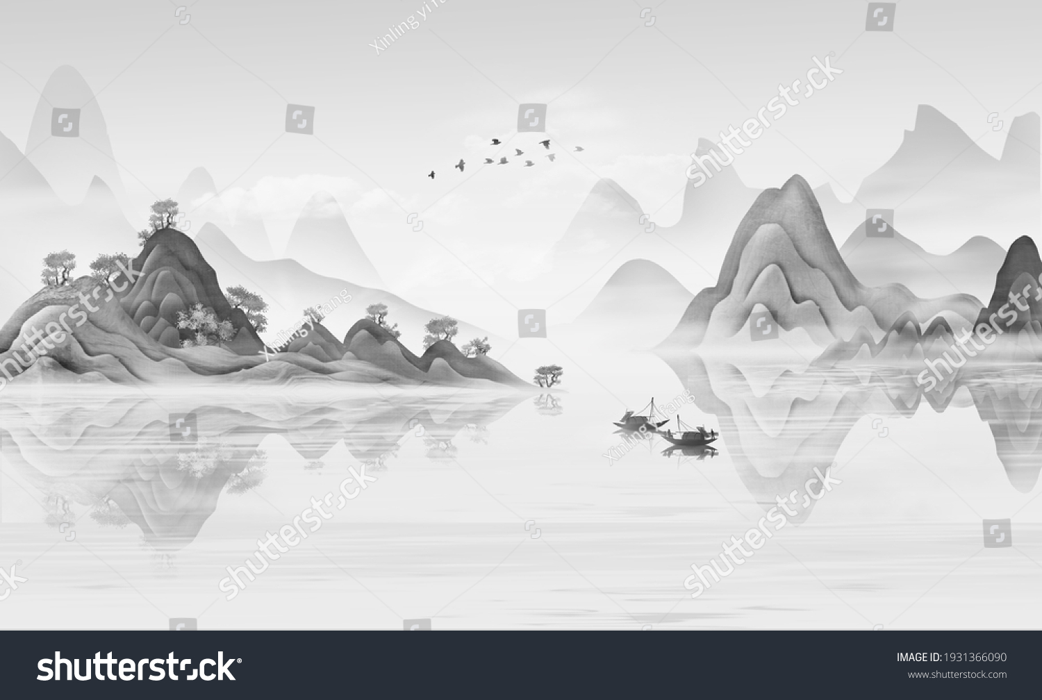 New Chinese ink landscape painting with artistic conception_站酷海洛_正版图片 ...