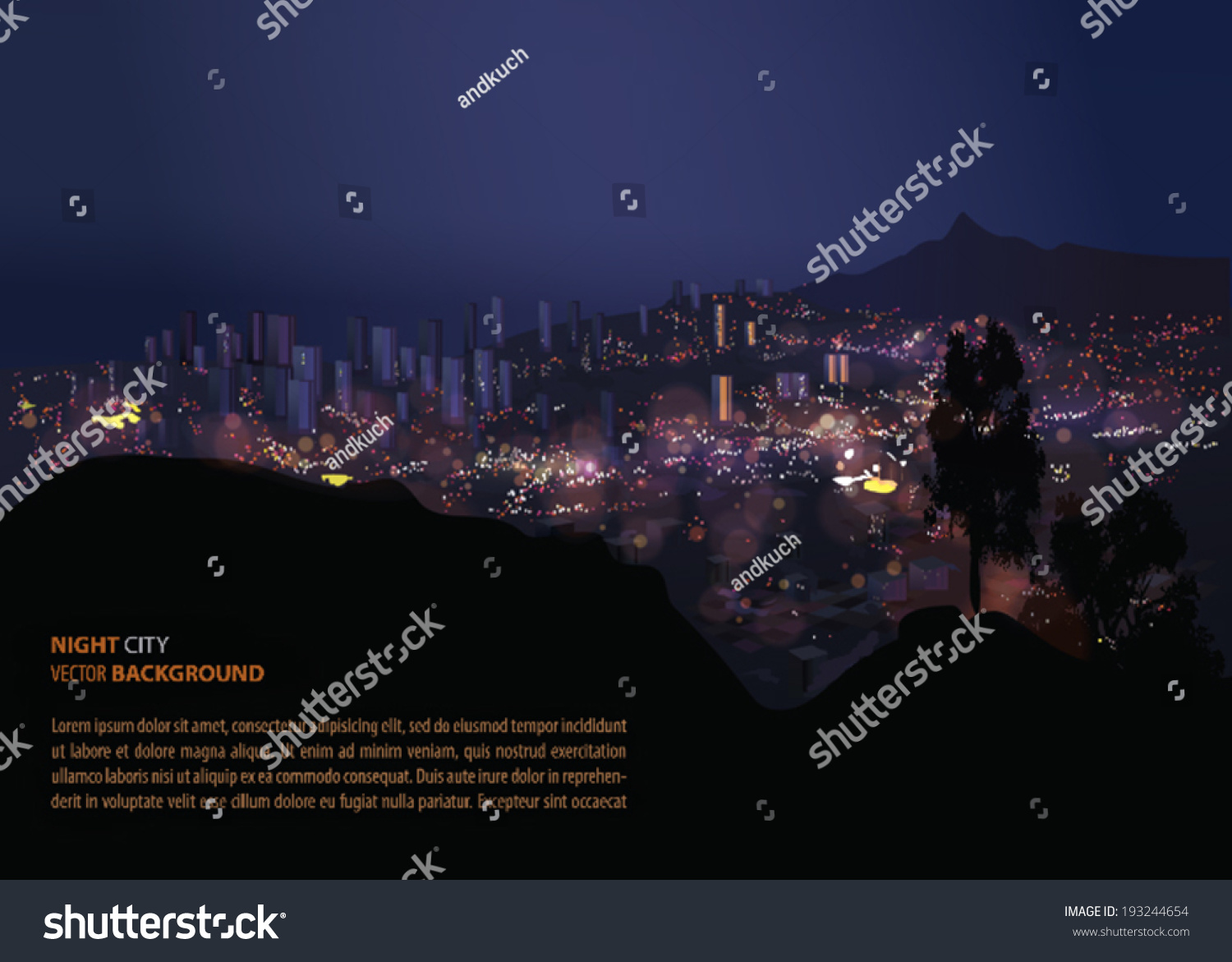 Vector night city background