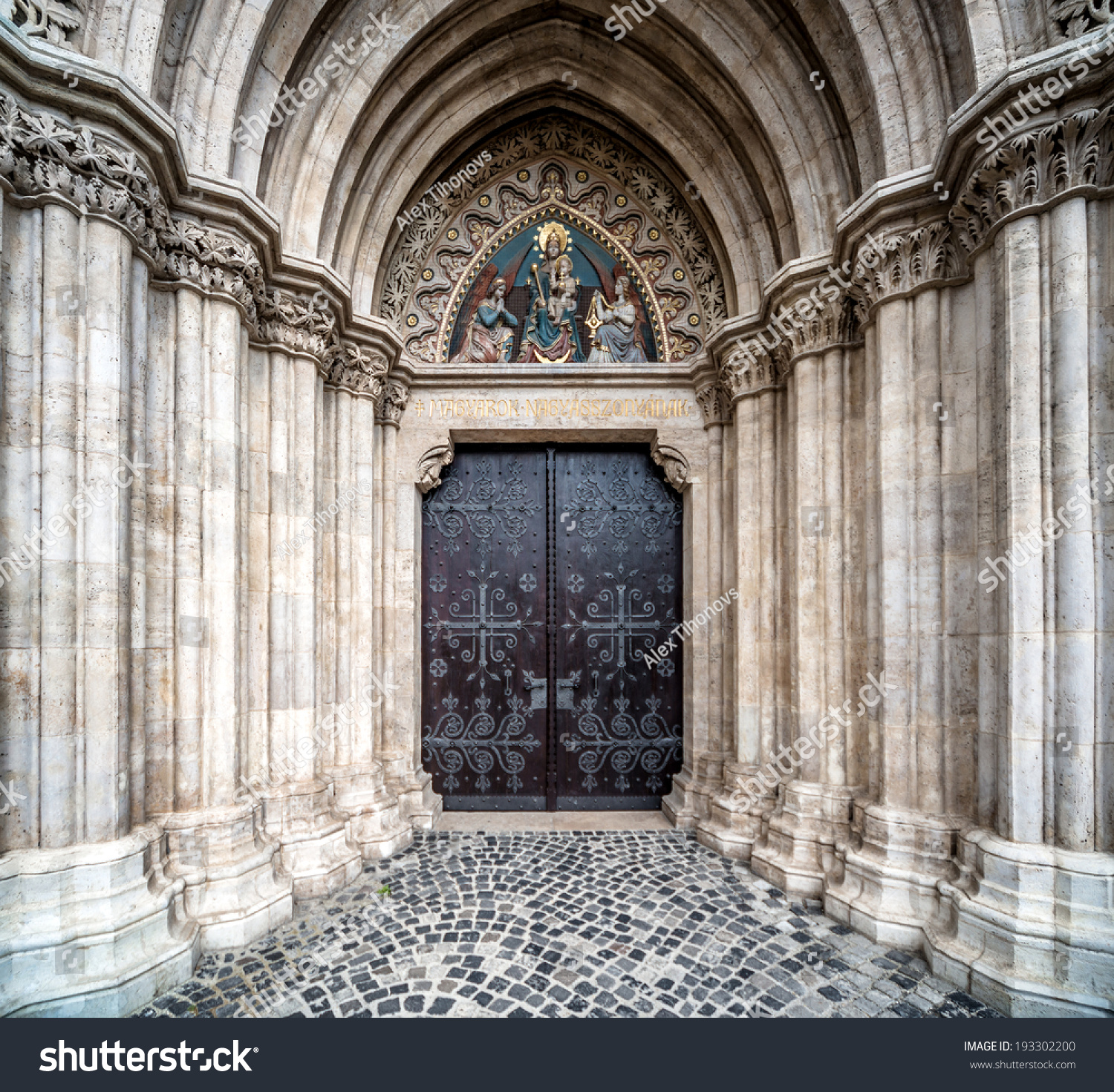 Entrance to the Matthias Church. Budapest  Hungary