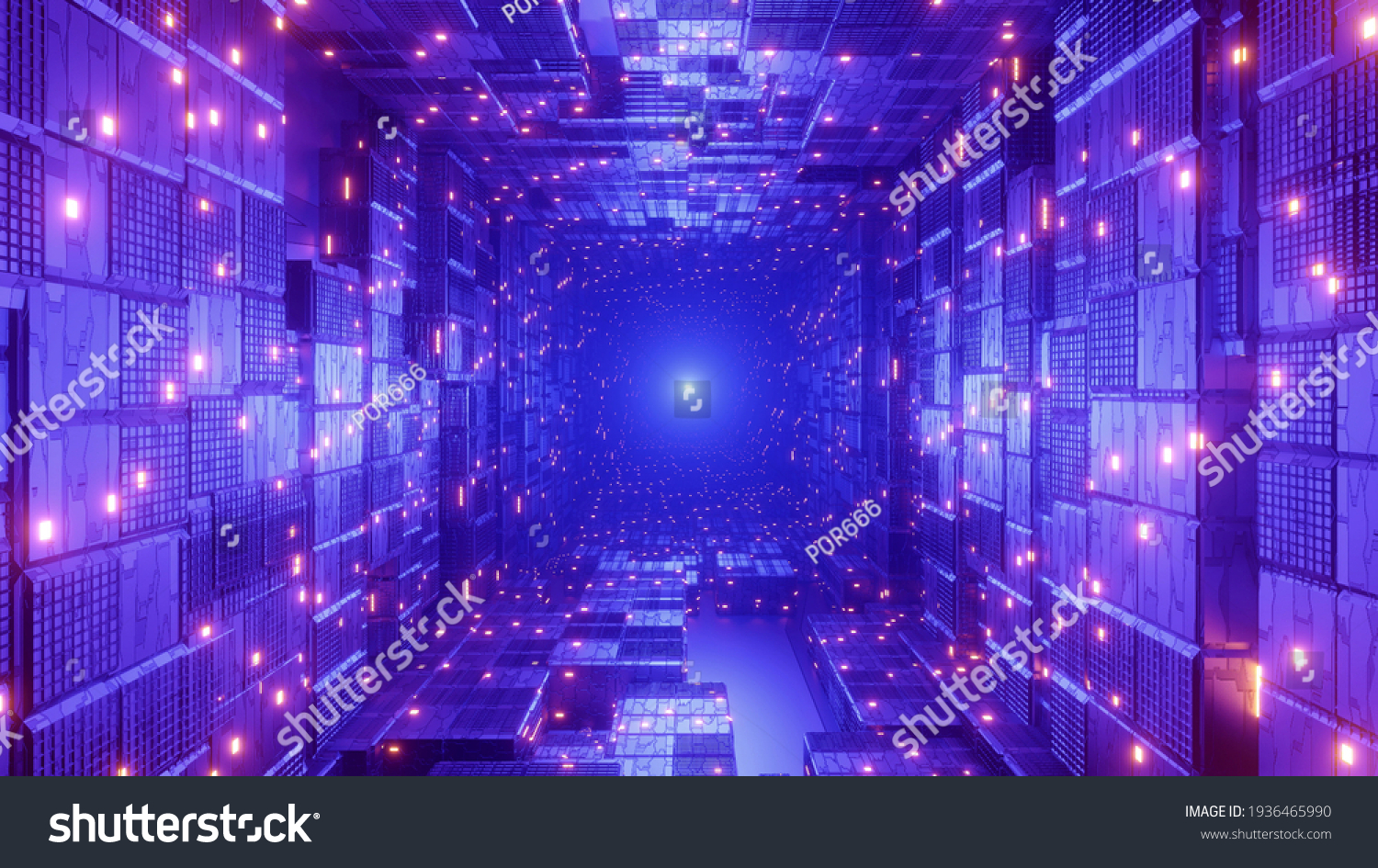 摘要激光立方体背景3D渲染