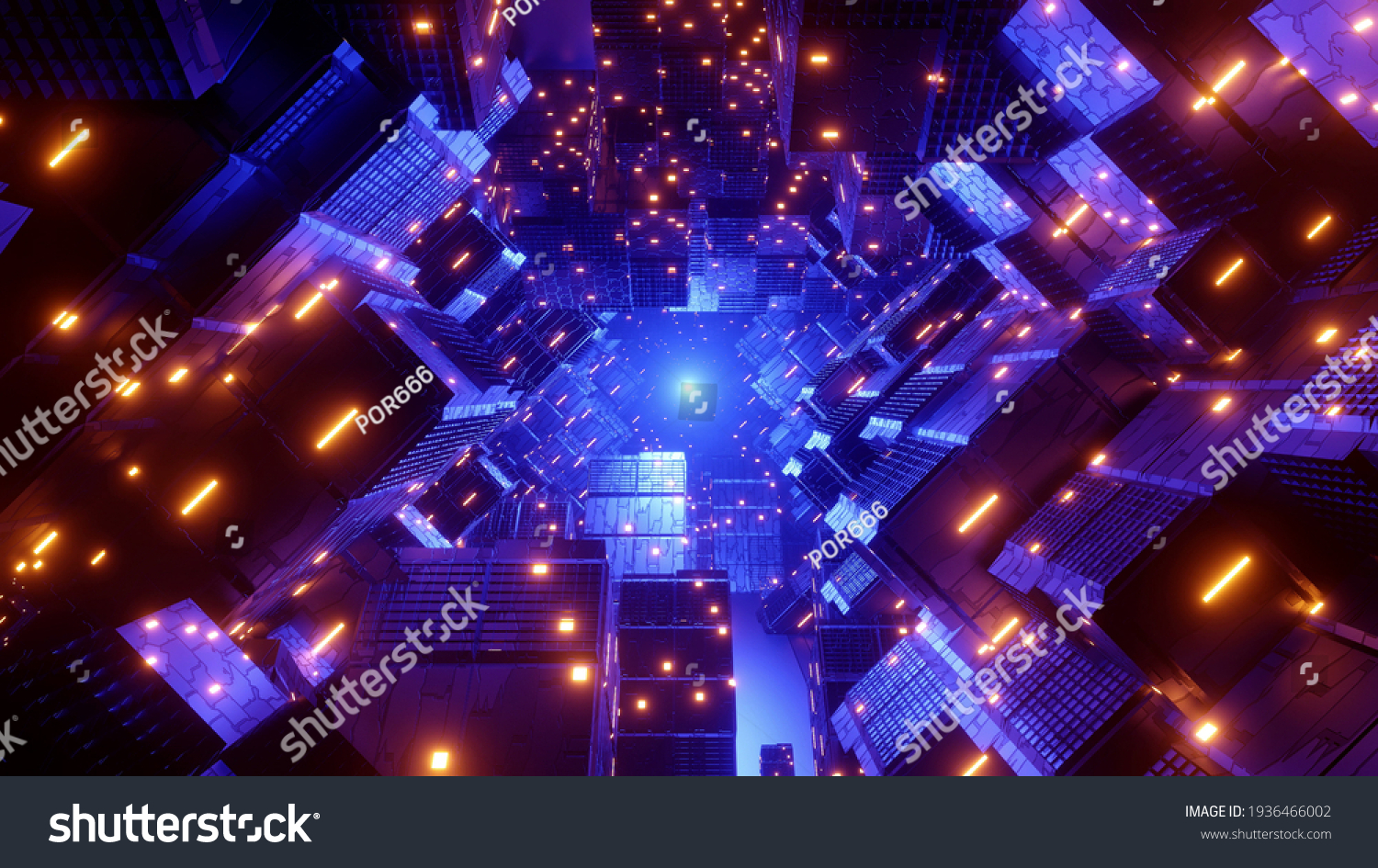 Abstract Laser Cube Background 3d render
