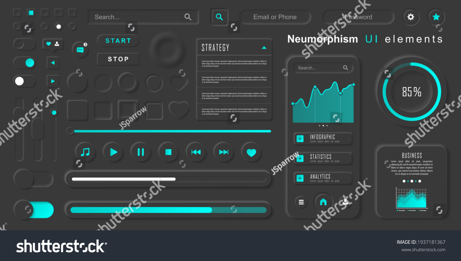 User interface elements for mobile app. Neumorphism User interface design kit. Neumorphism UI UX  icons set.
