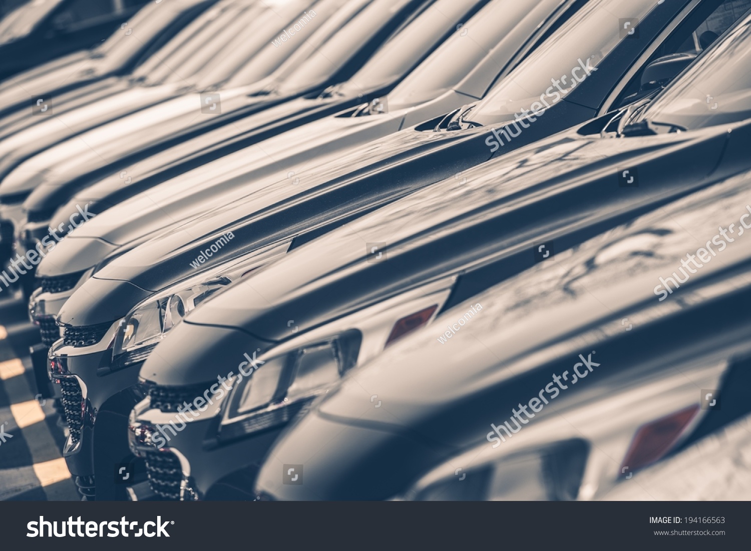 Cars For Sale Stock Lot Row. Car Dealer Inventory