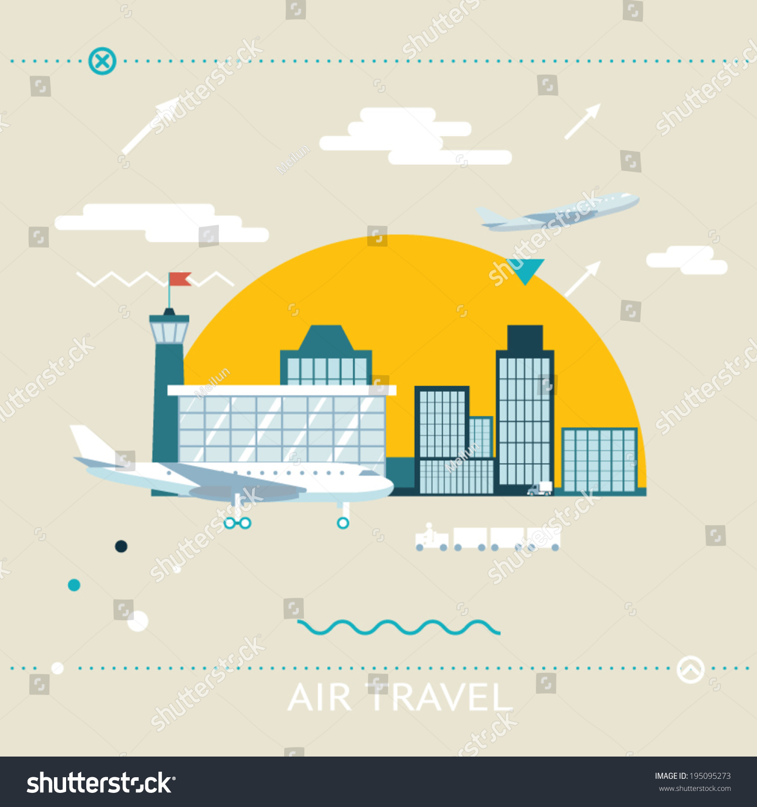 Travel Lifestyle Concept of Planning a Summer Vacation Tourism and Journey Symbol Airplane Airport City Modern Flat Design Icon Template Vector Illustration