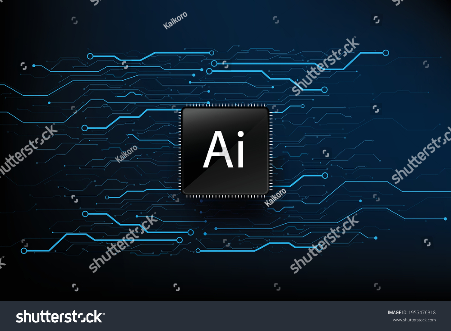 AI Artificial intelligence technology cpu chipset with print circuit board dot connection line element abstract background vector illustration eps10