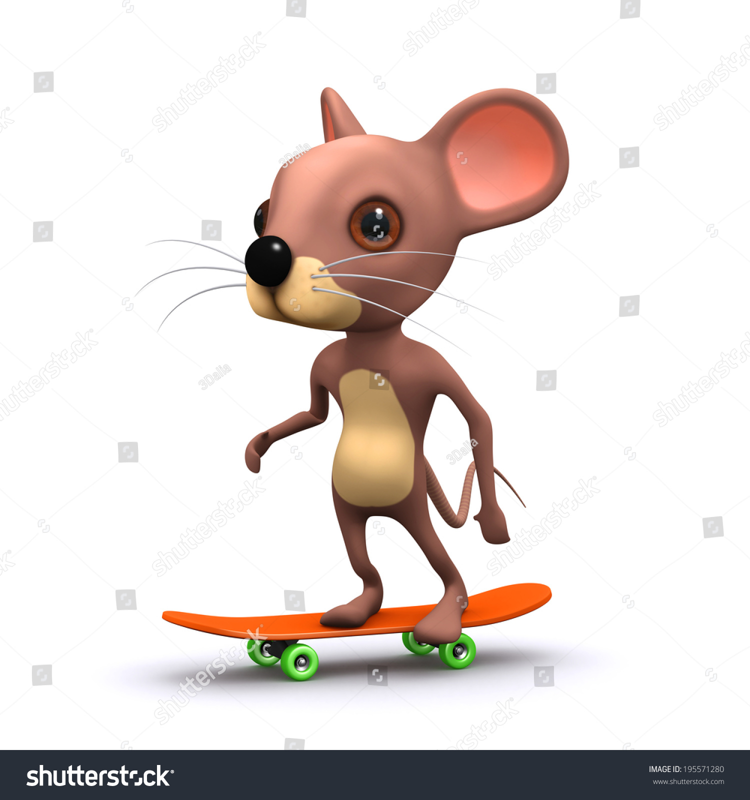 3d render of a mouse on a skateboard