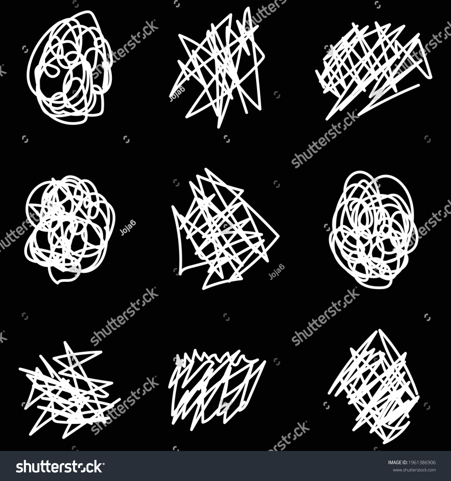 Set Of Nine White Random Lines On Black Background_站酷海洛_正版图片_视频_字体_音乐素材 ...