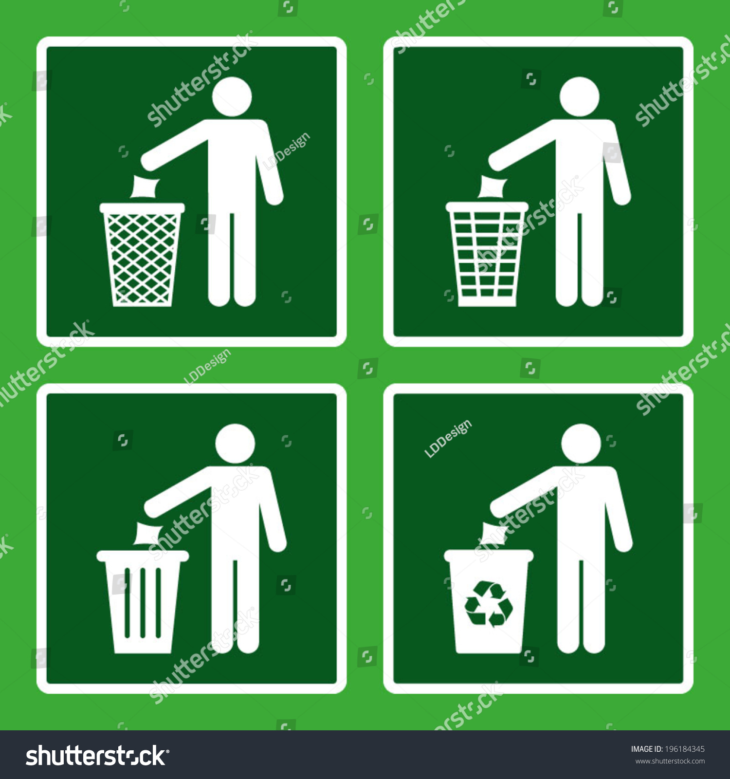 garbage recycling symbol green