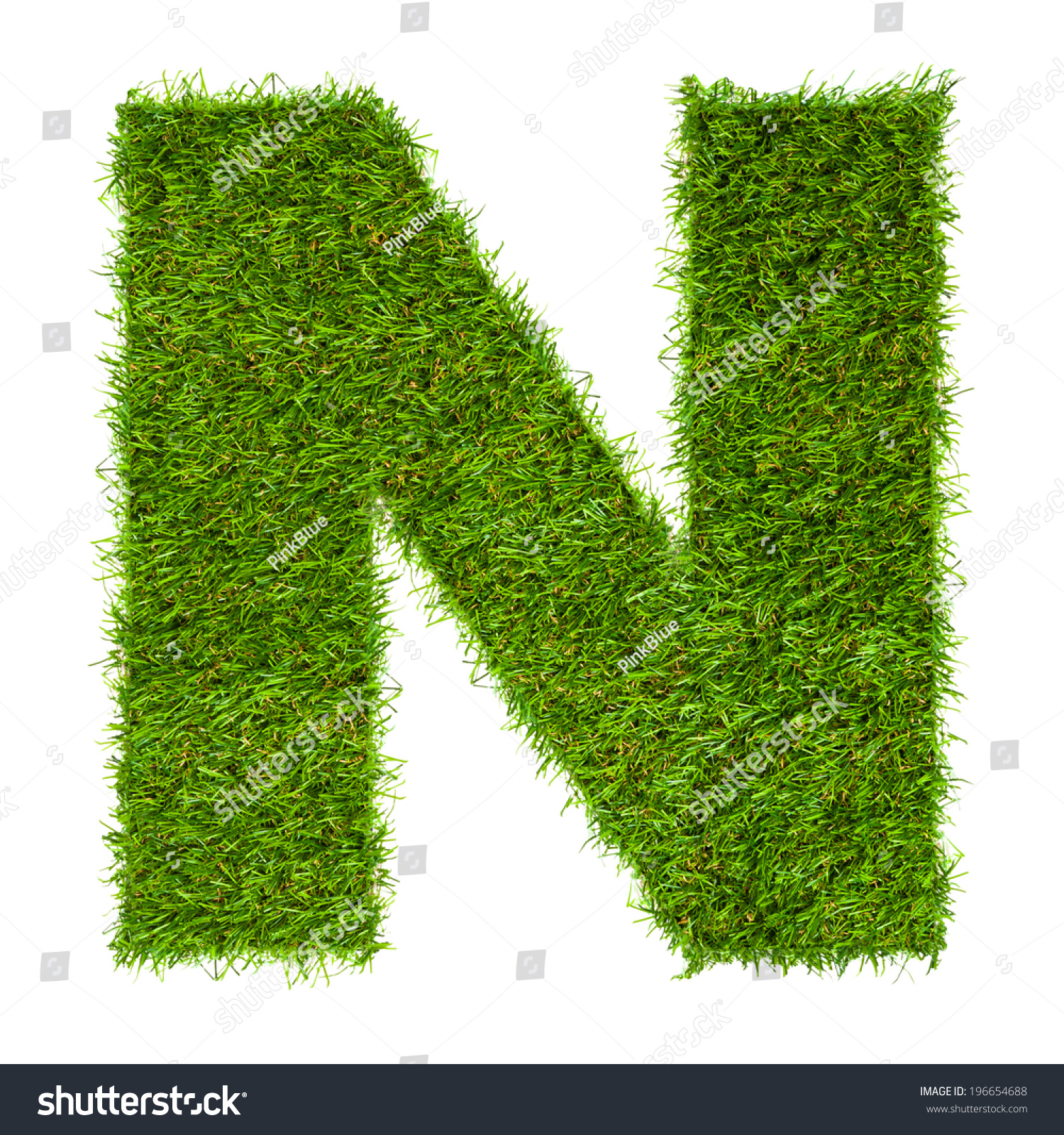 letter n made of green grass isolated on white
