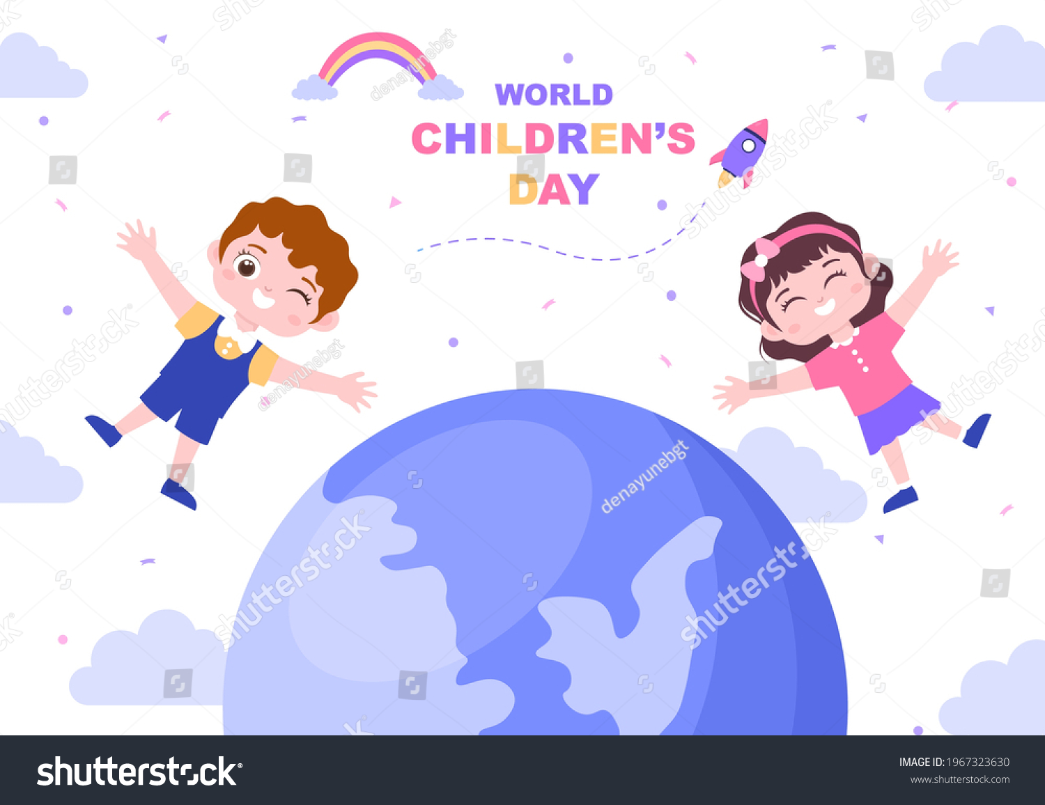 Happy Children's Day Celebration With Cartoon Character Illustration For Poster  Greeting Cards  Wallpaper Background  Banner  And Landing Page