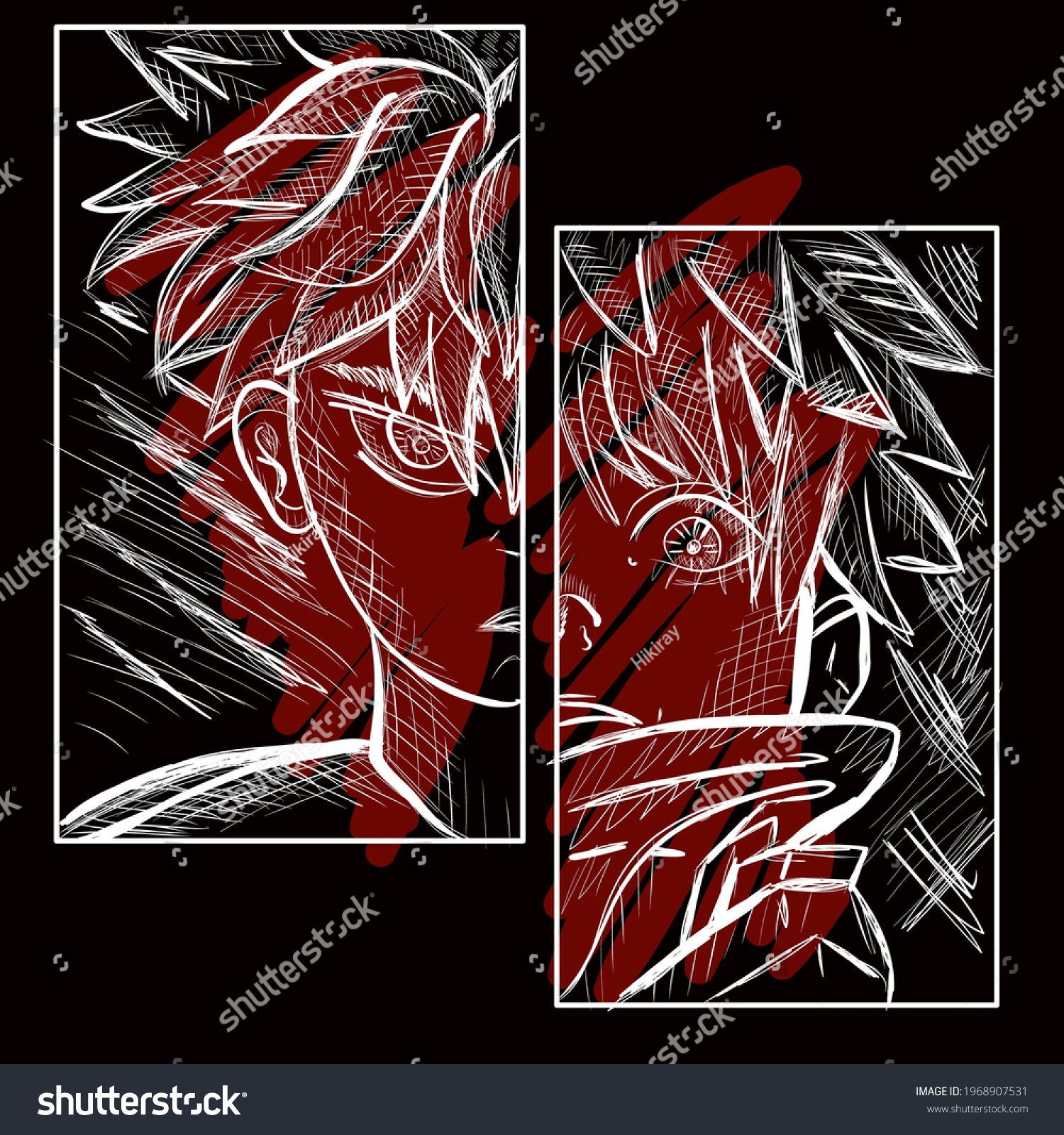 Japanese manga face set. Vector design for t-shirt graphics  banner  fashion prints  slogan tees  stickers  flyer  posters and other creative uses. Anime poster. Hand drawn trendy Vector illustration.