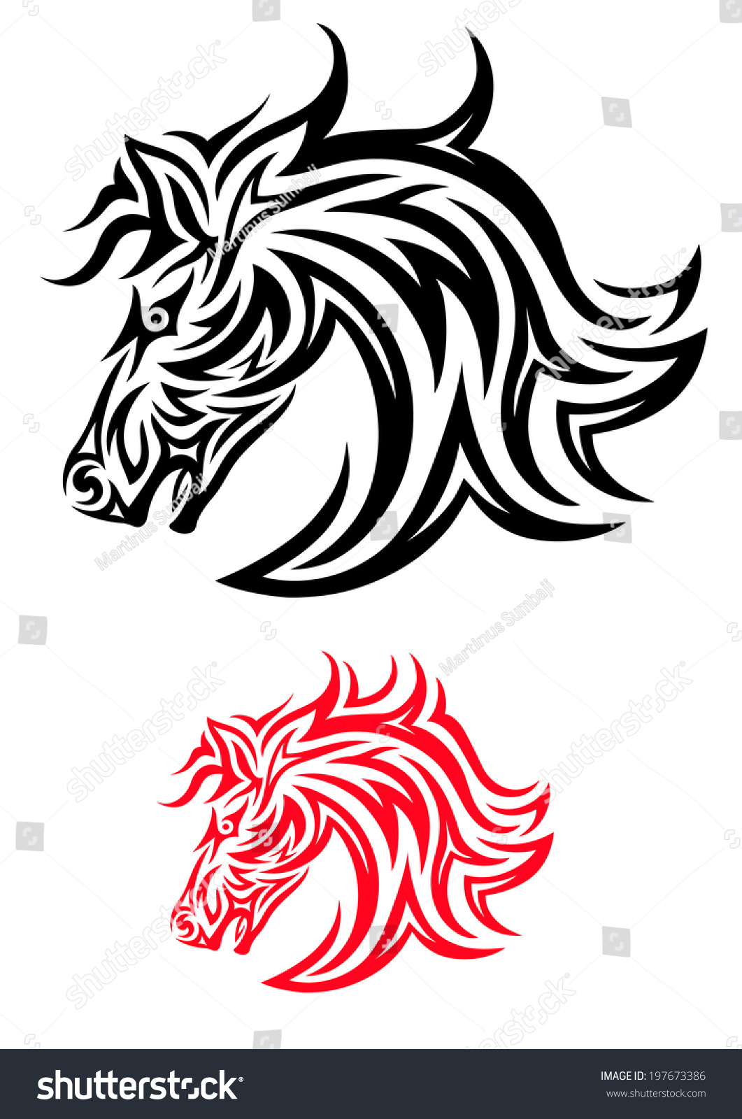 Horse  a horse face art tribal design  vector
