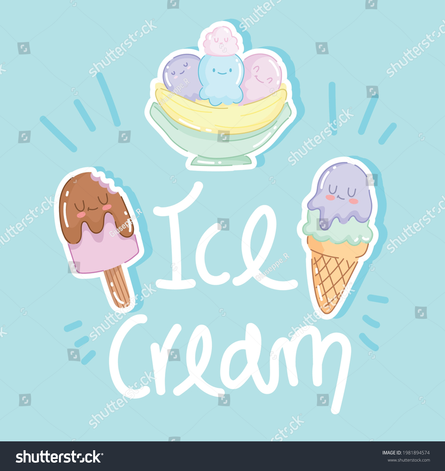 ice cream dessert cute cartoon